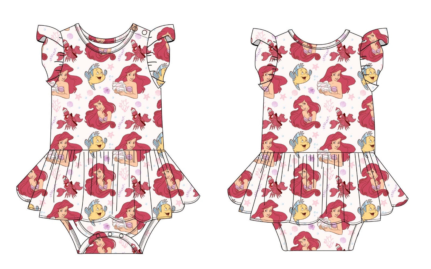 Coral Cutie: Bodysuit Twirl Dress