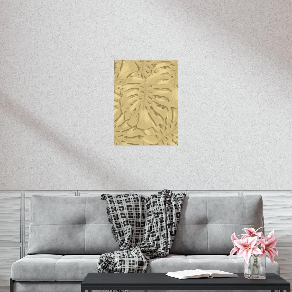Golden Monstera Botanical Print – Unframed Wall Art