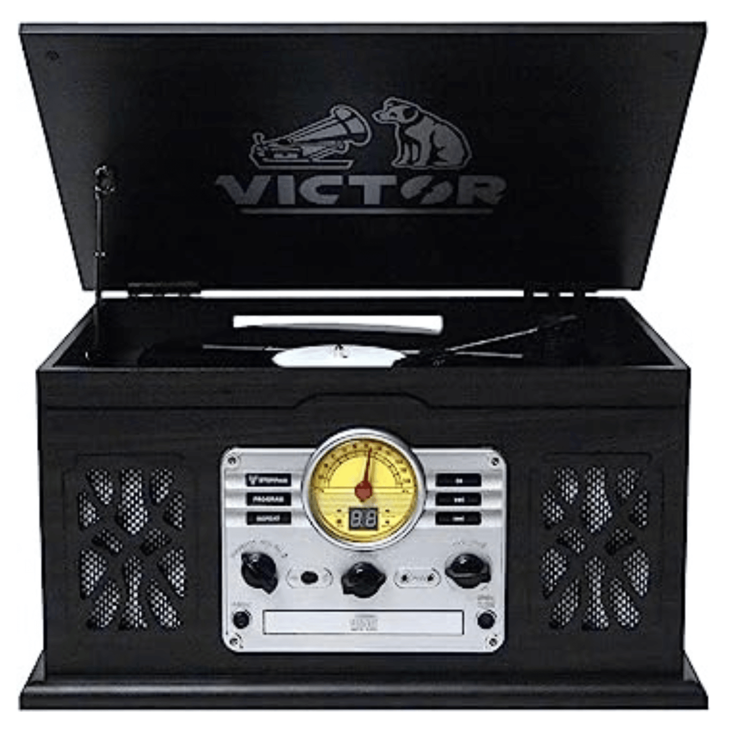 Victor State 7-in-1 Wood Music Center Graphite - Refurbished