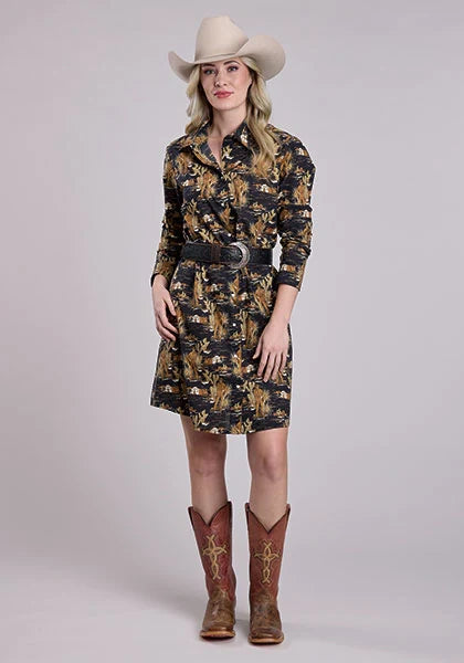 Tin Haul 2565 Cowboy Print (Black) - Women's Western Dress