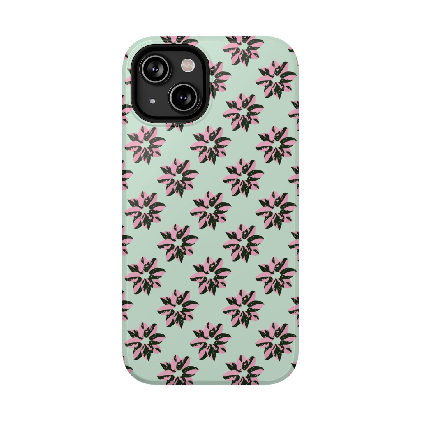 Pink Princess Philodendron Pattern Phone Case – Dual Layer Protective Cover
