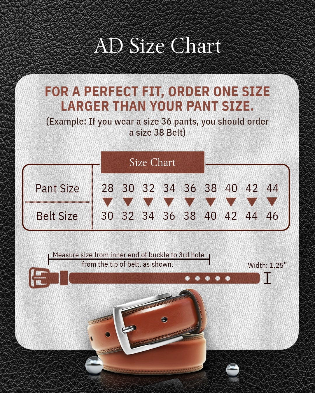 Genuine Leather Belt for Men – Zinc Alloy Buckle, 1.25" Strap