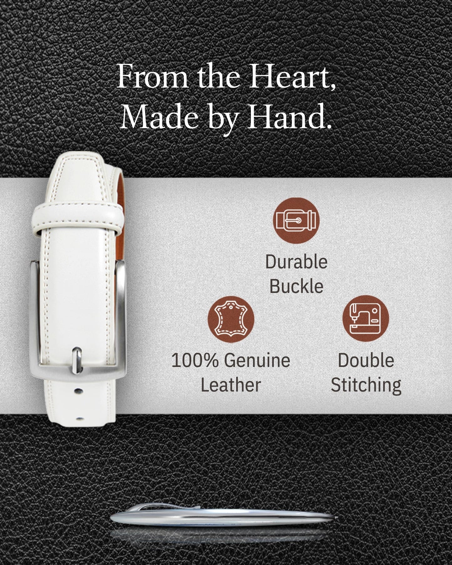 Genuine Leather Belt for Men – Zinc Alloy Buckle, 1.25" Strap
