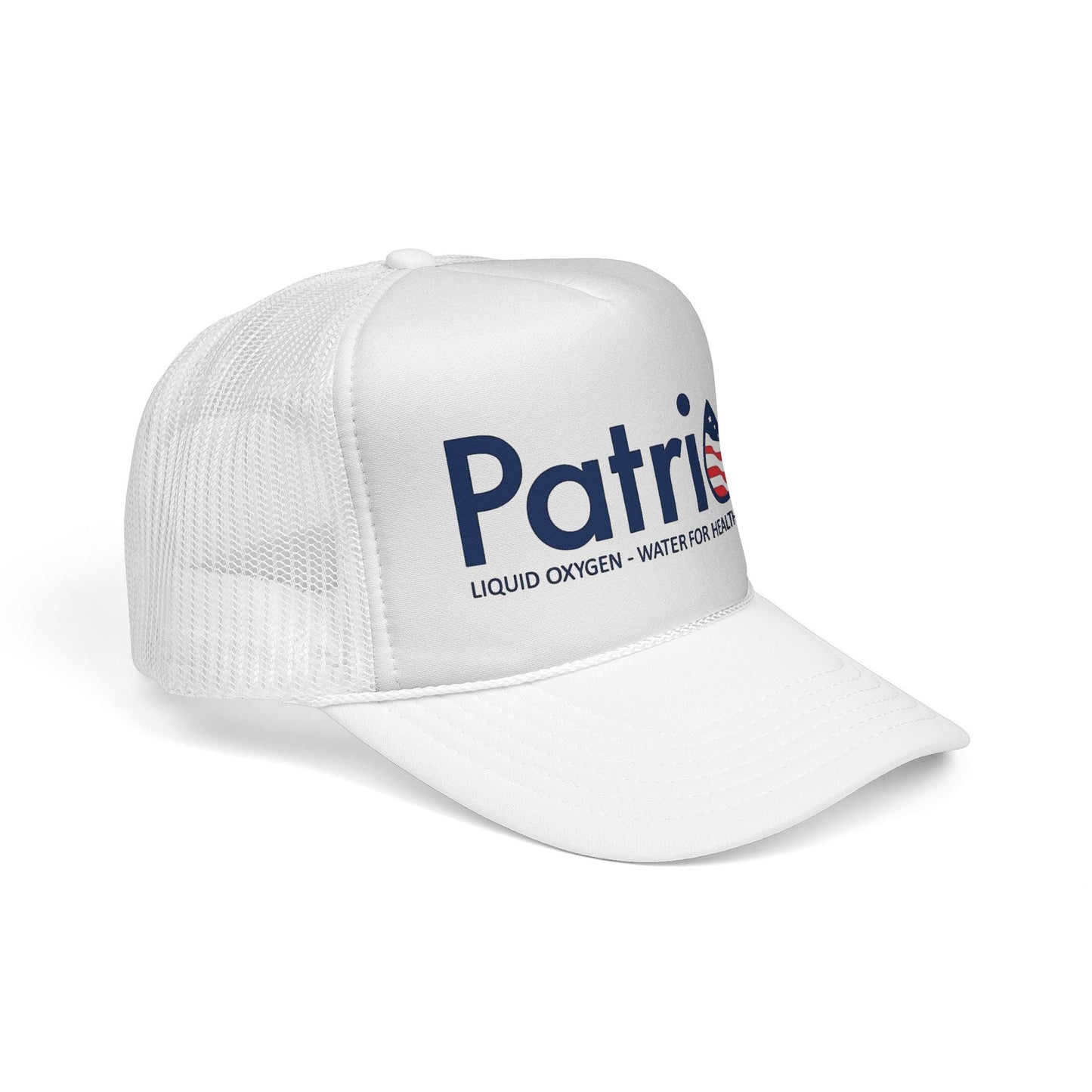 Patriox Trucker Hat — Patriotic Logo Mesh Cap ("Liquid Oxygen — Water for Health Freedom")