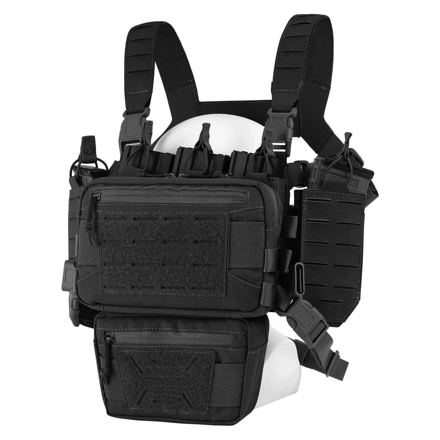 Votagoo Tactical Chest Rig,Molle Modular Micro Fight Chest Rigs Adjustable&Detachable with 5.56/7.62 Magazine Pouch