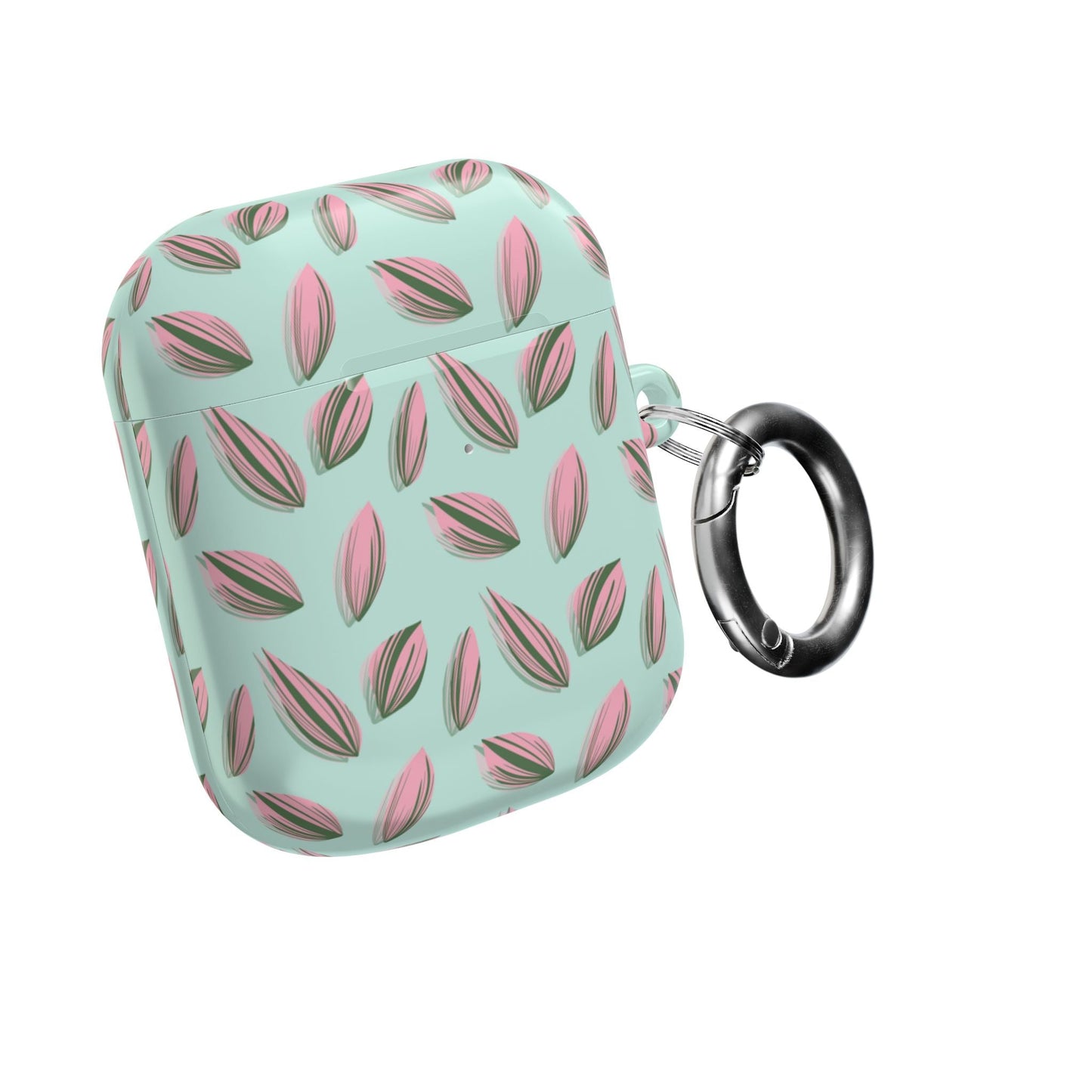 Tradescantia Nanouk Pattern Earbud Case – Slim Protective Cover With Carabiner