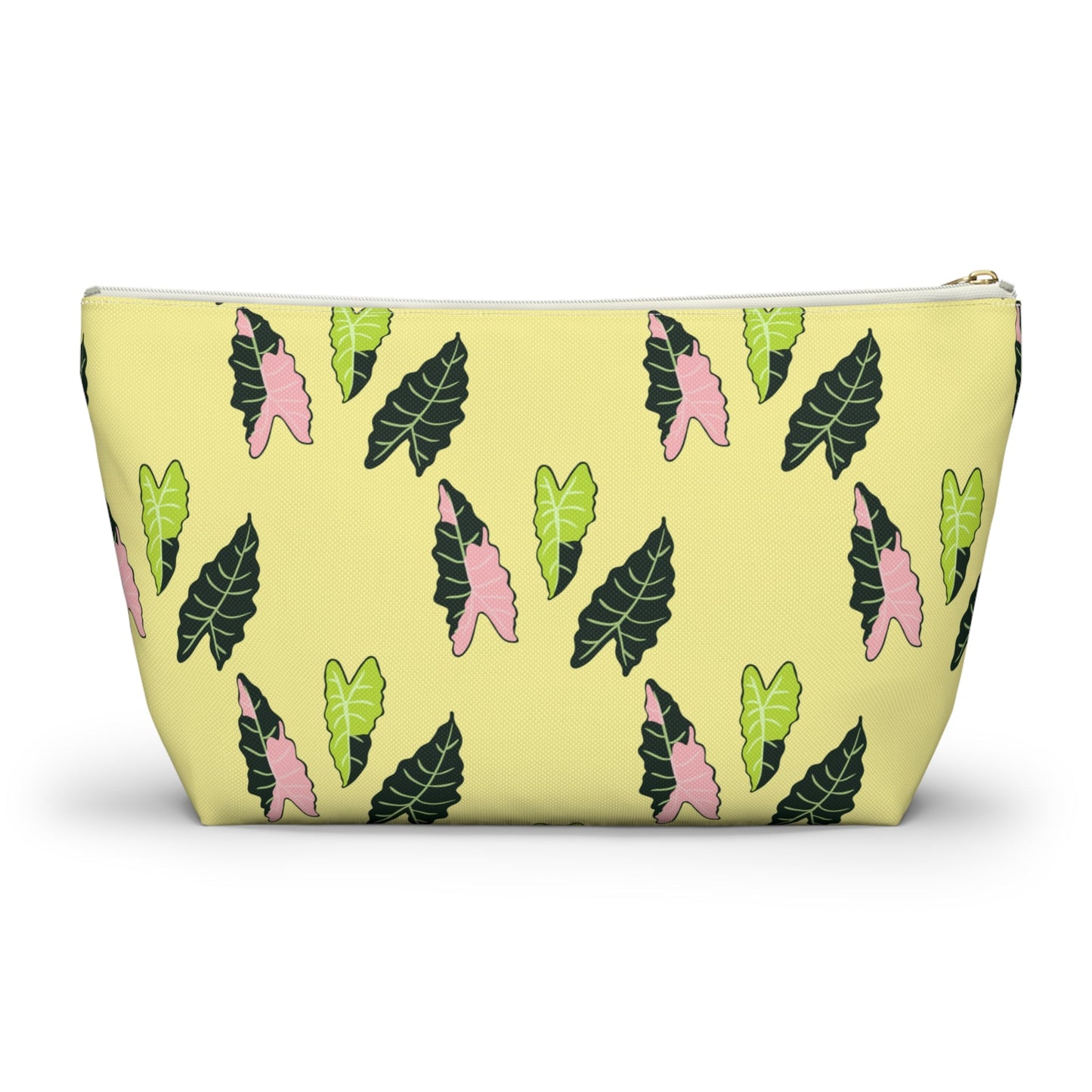 Alocasia Pattern Accessory Pouch – Zippered Catch-All With T-Bottom