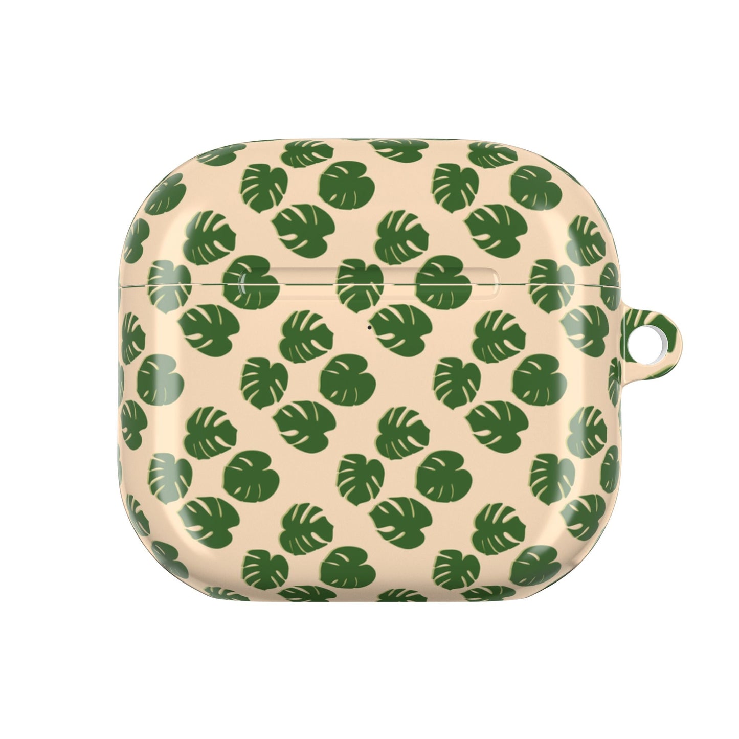 Monstera Pattern Earbud Case – Slim Protective Cover With Carabiner