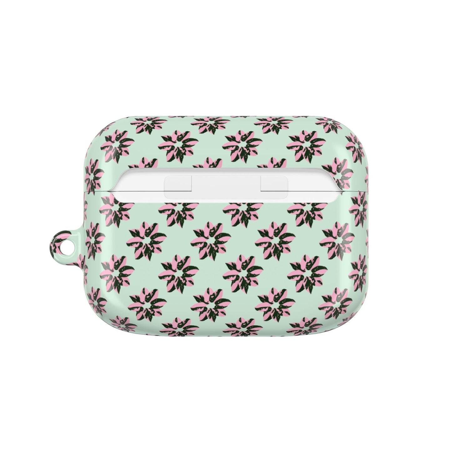 Pink Princess Philodendron Pattern Earbud Case – Slim Protective Cover With Carabiner