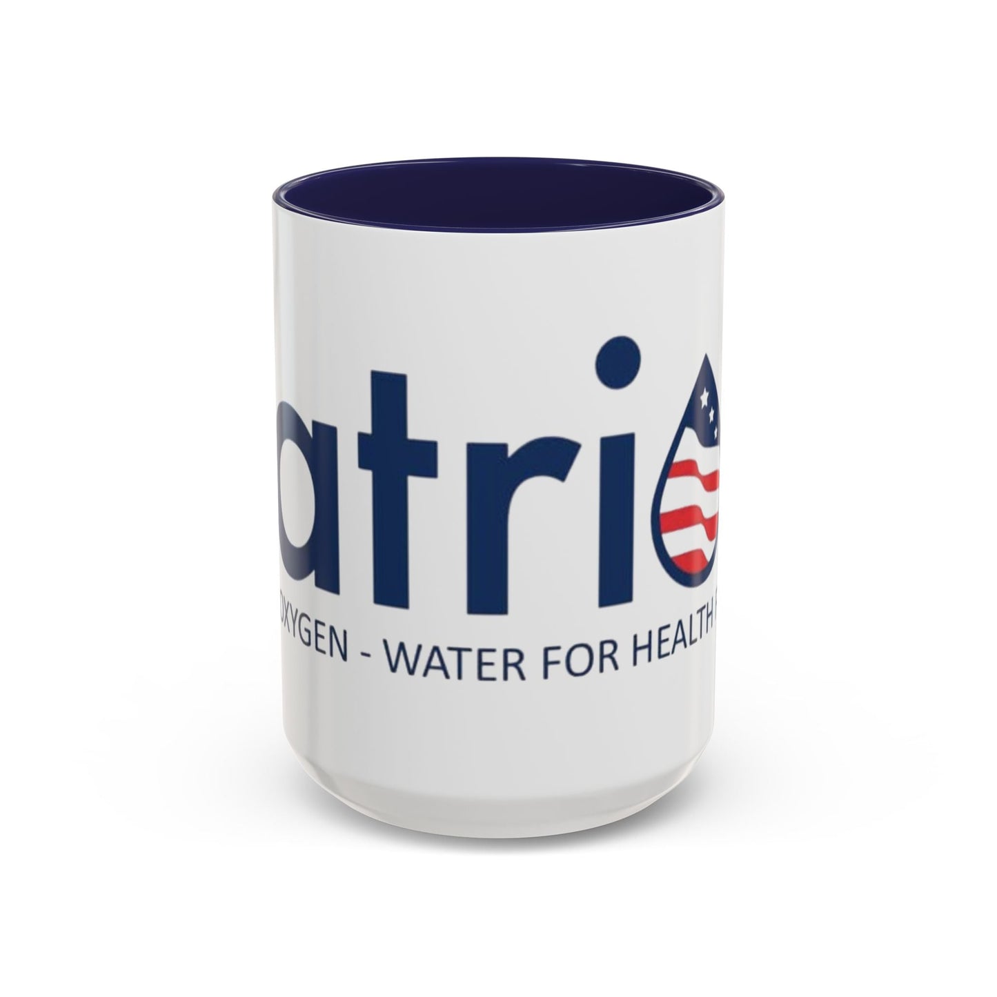 Patriox Accent Coffee Mug — American Flag Drop Logo, 'Water for Health Freedom'