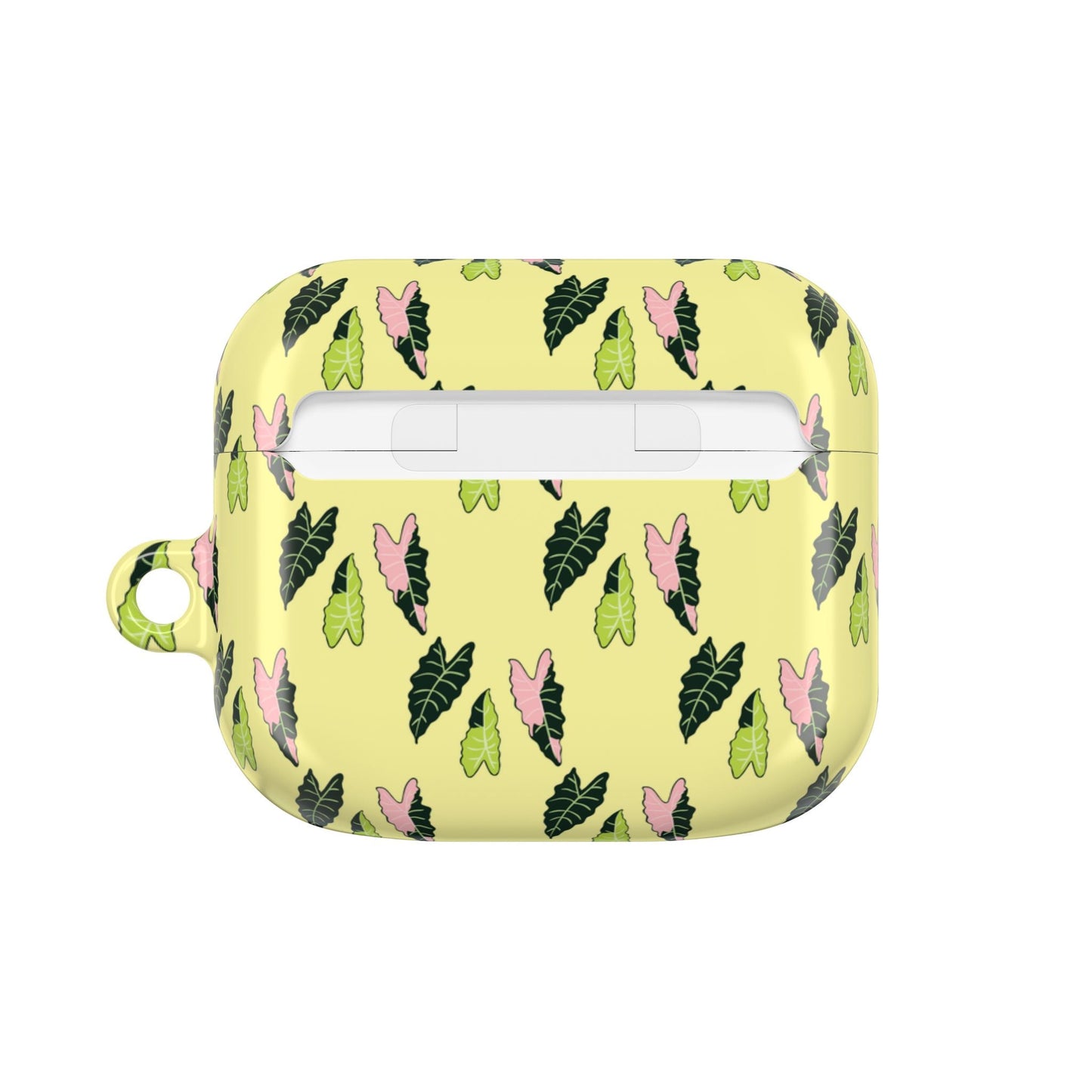 Alocasia Pattern Earbud Case – Slim Protective Cover With Carabiner