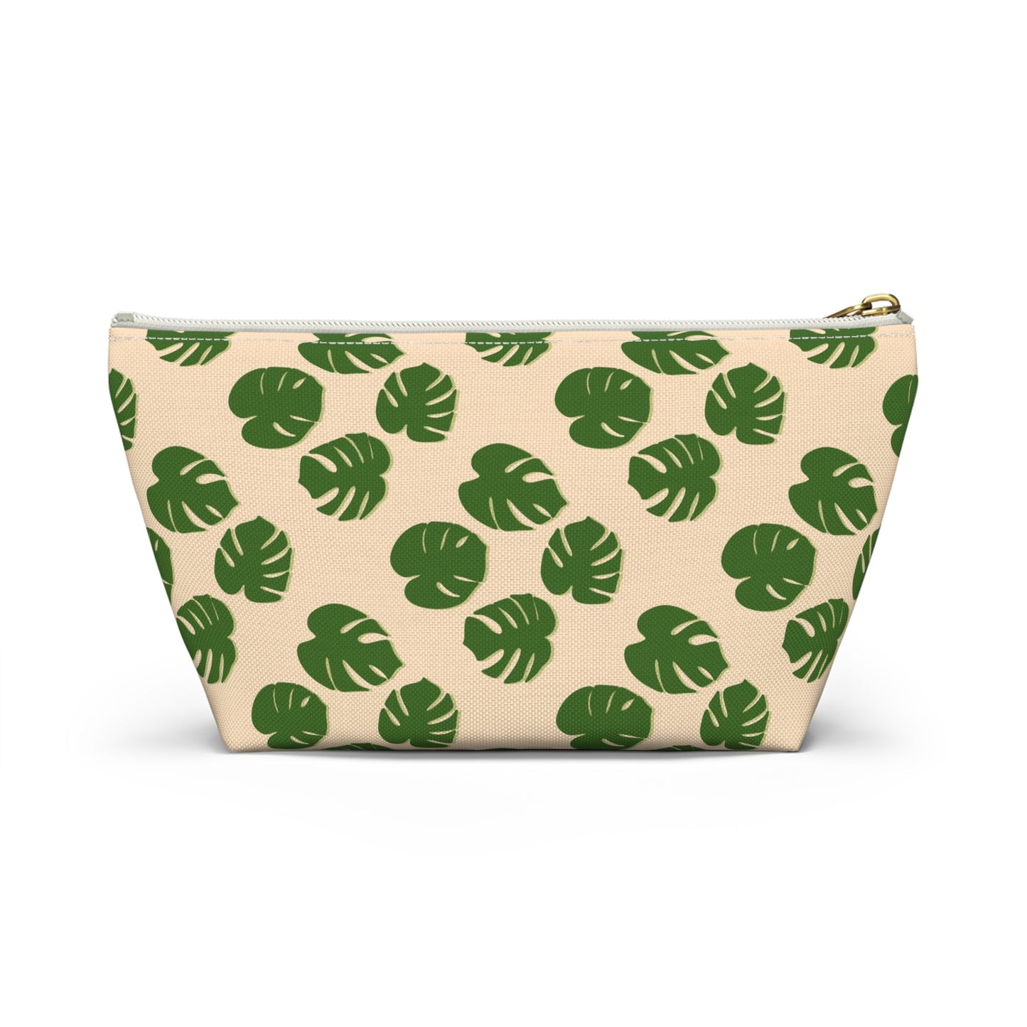 Monstera Pattern Accessory Pouch – Zippered Catch-All With T-Bottom