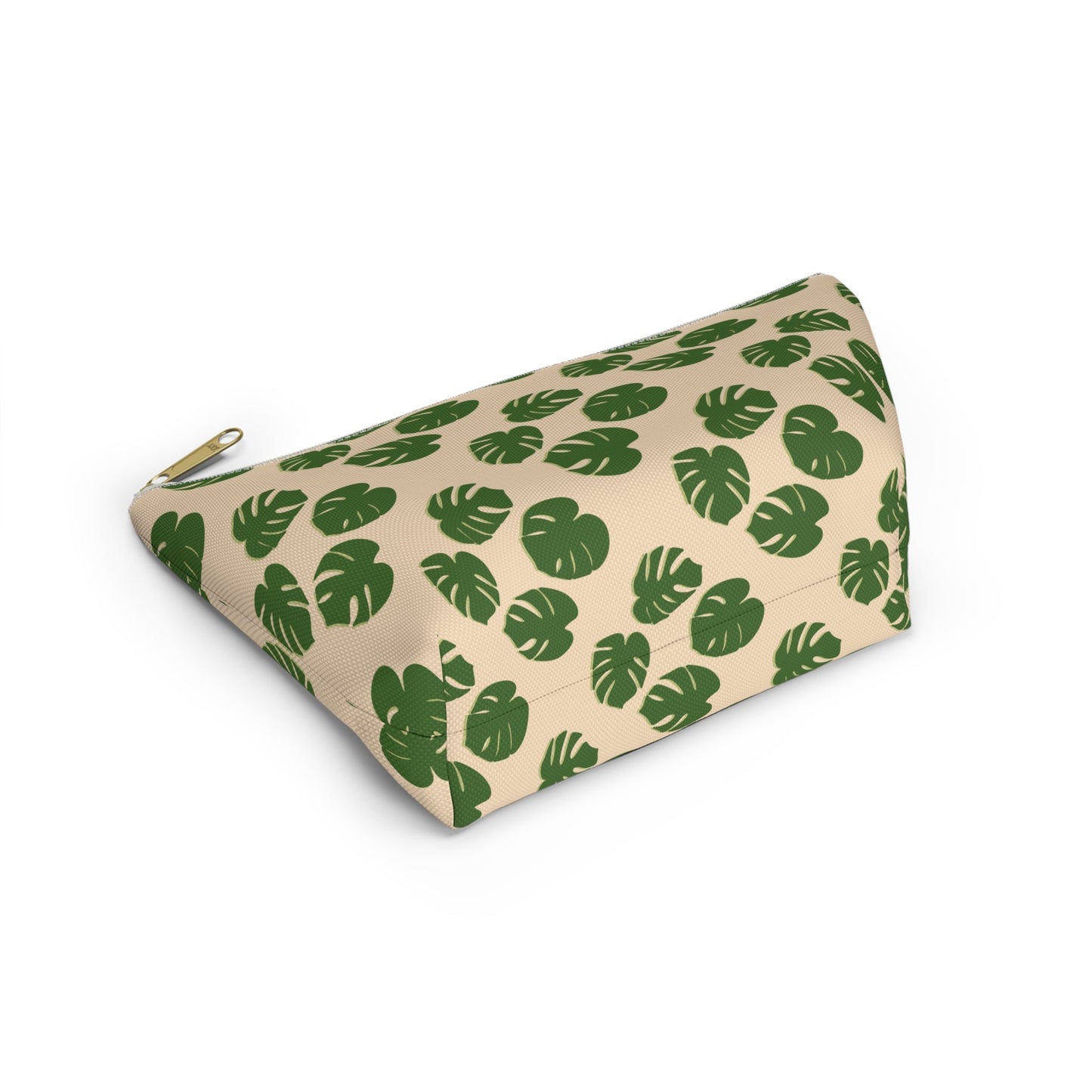 Monstera Pattern Accessory Pouch – Zippered Catch-All With T-Bottom