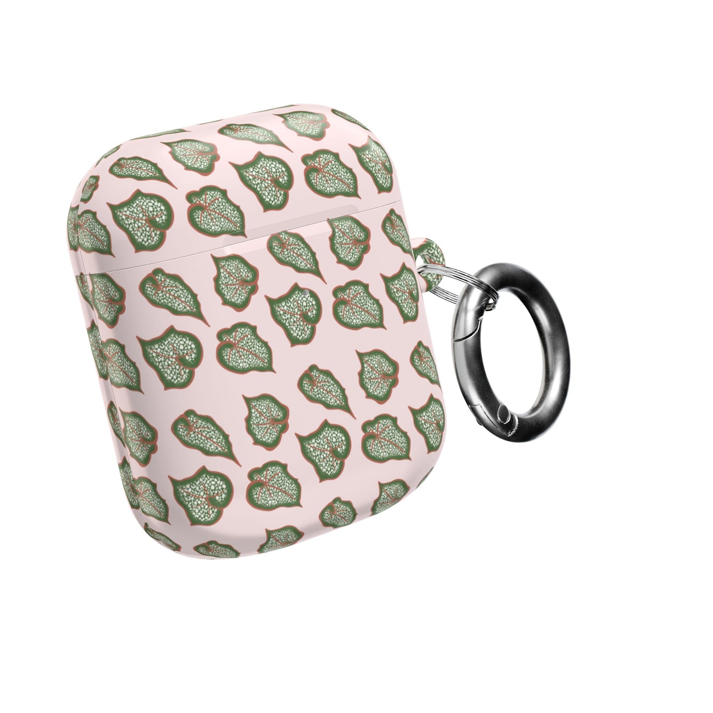 Begonia Pattern Earbud Case – Slim Protective Cover With Carabiner