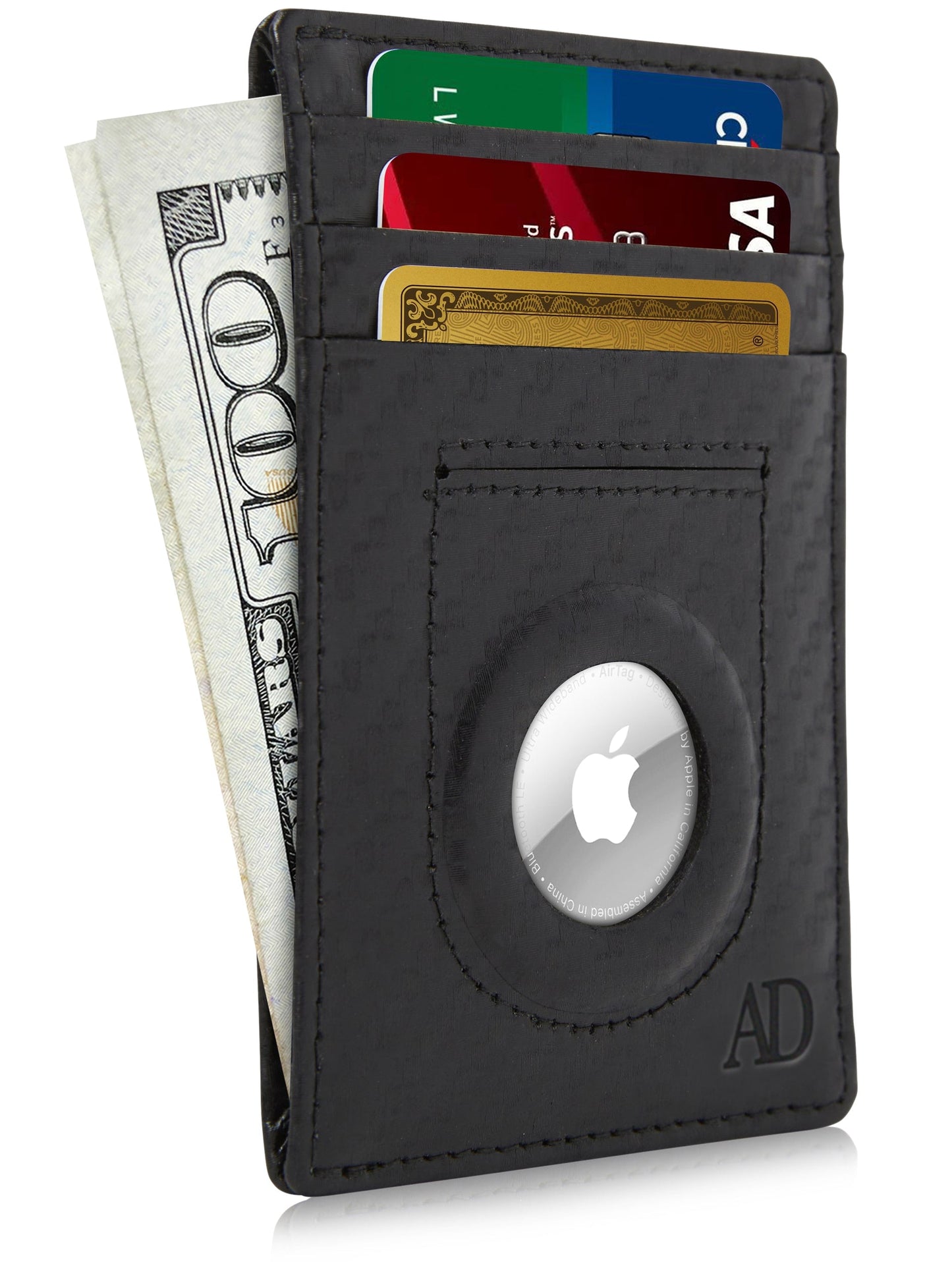 Leather AirTag Card Holder – Slim Wallet with Hidden Tracker Pocket