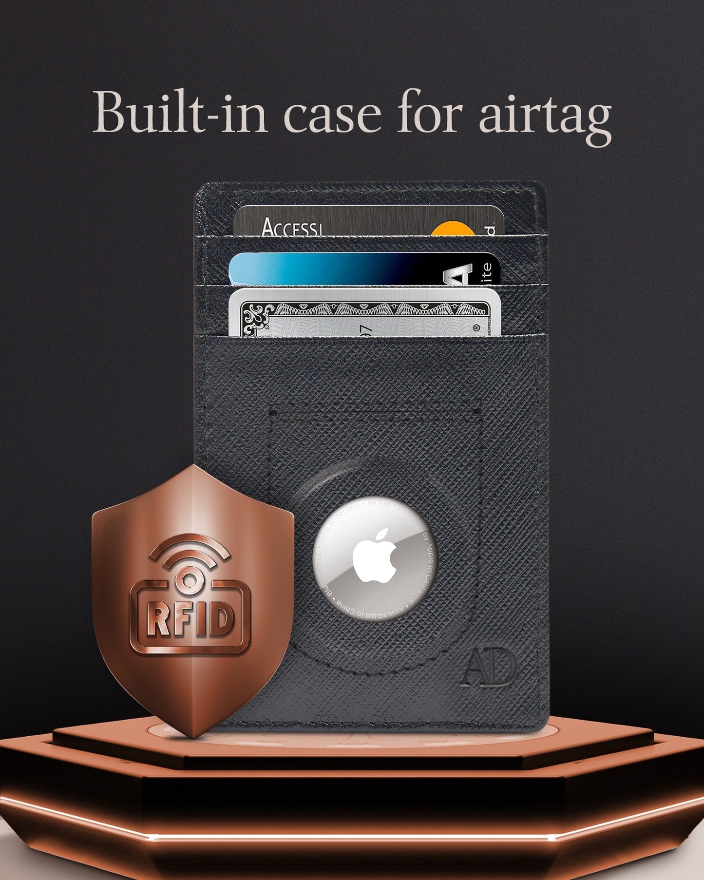 Leather AirTag Card Holder – Slim Wallet with Hidden Tracker Pocket