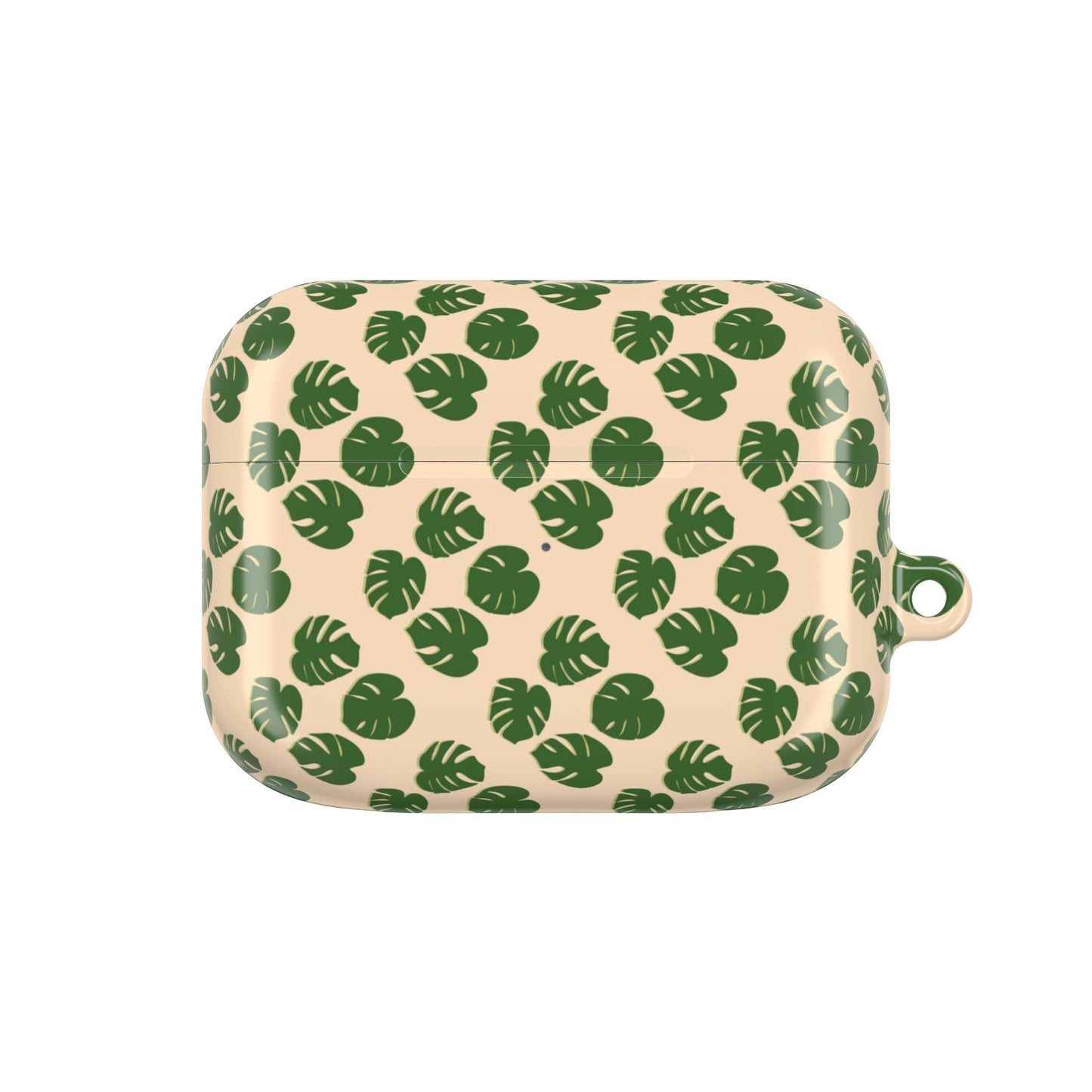 Monstera Pattern Earbud Case – Slim Protective Cover With Carabiner