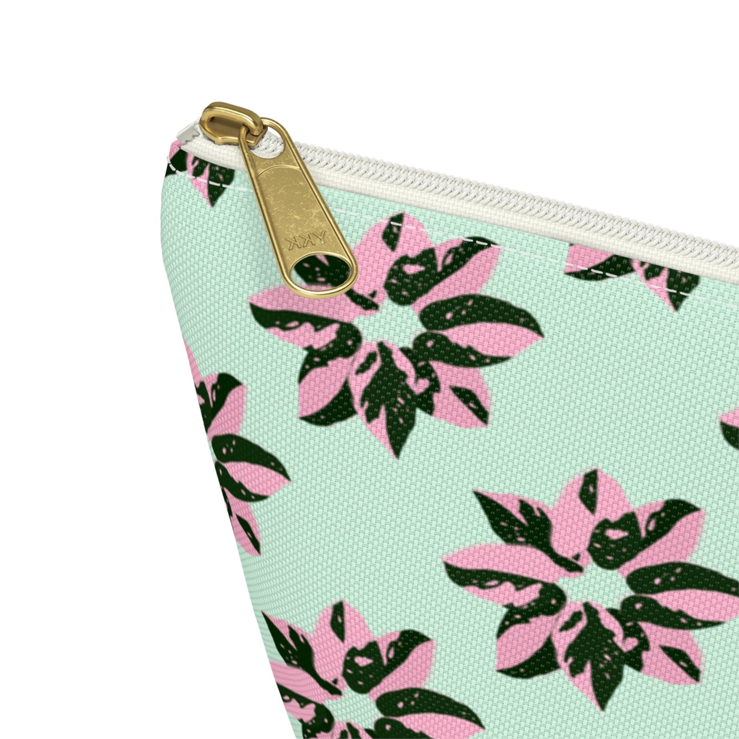 Pink Princess Philodendron Pattern Accessory Pouch – Zippered Catch-All With T-Bottom
