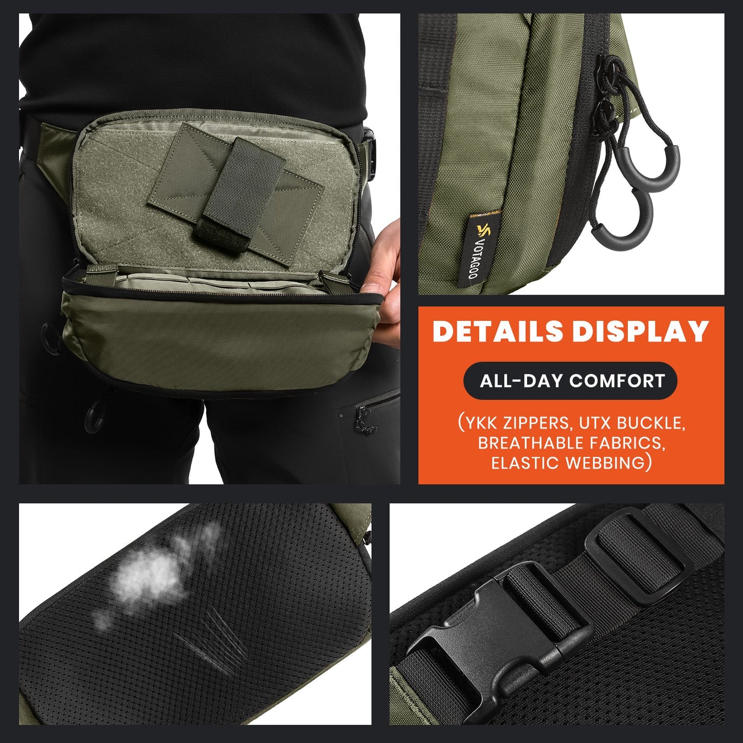 Votagoo Tactical CCW Fanny Bag Adjustable Waist Belt Tactical Waist Bag Handgun Pouch