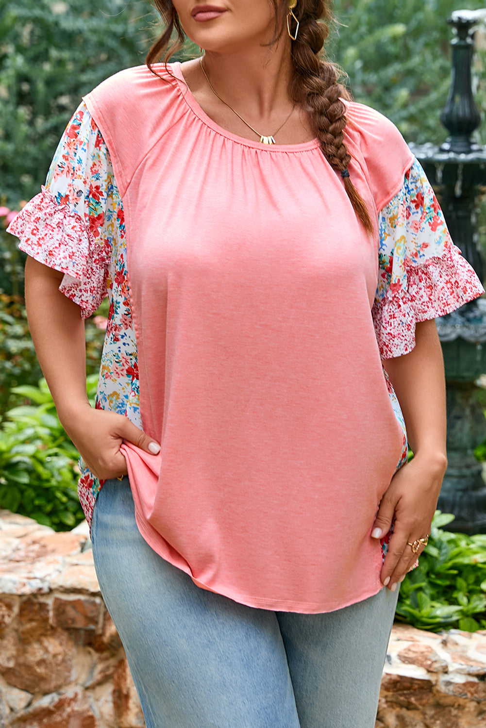 Lacey Ruffled Short Sleeve PLUS Blouse