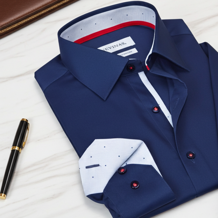 Alexander Button-Up Shirt With Contrast Details // Navy // Contemporary Fit (Regular)
