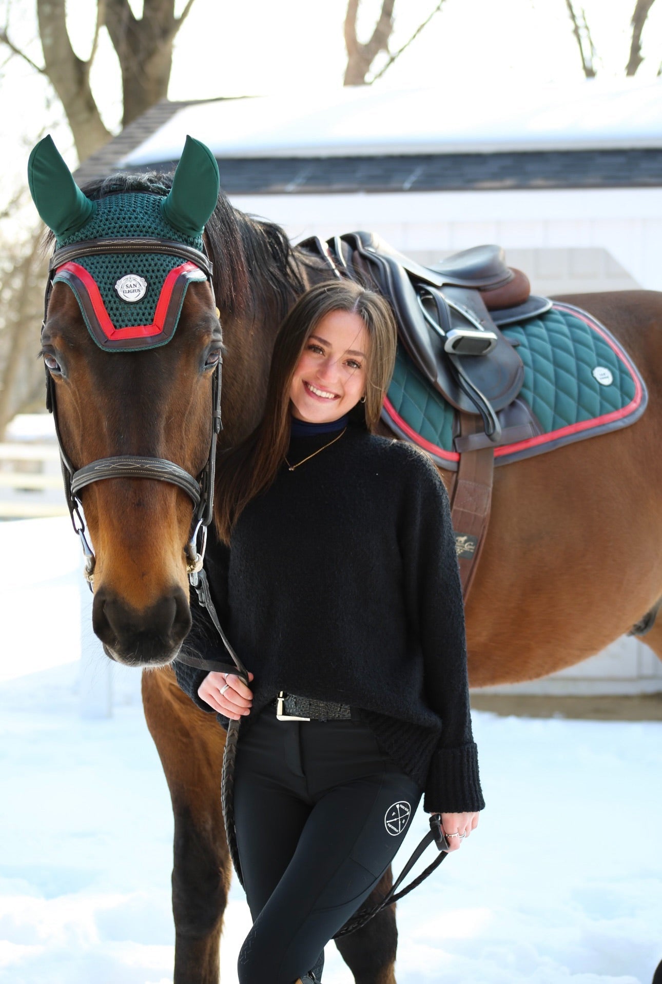 Jump Saddle Pad | Green- Brown & Red
