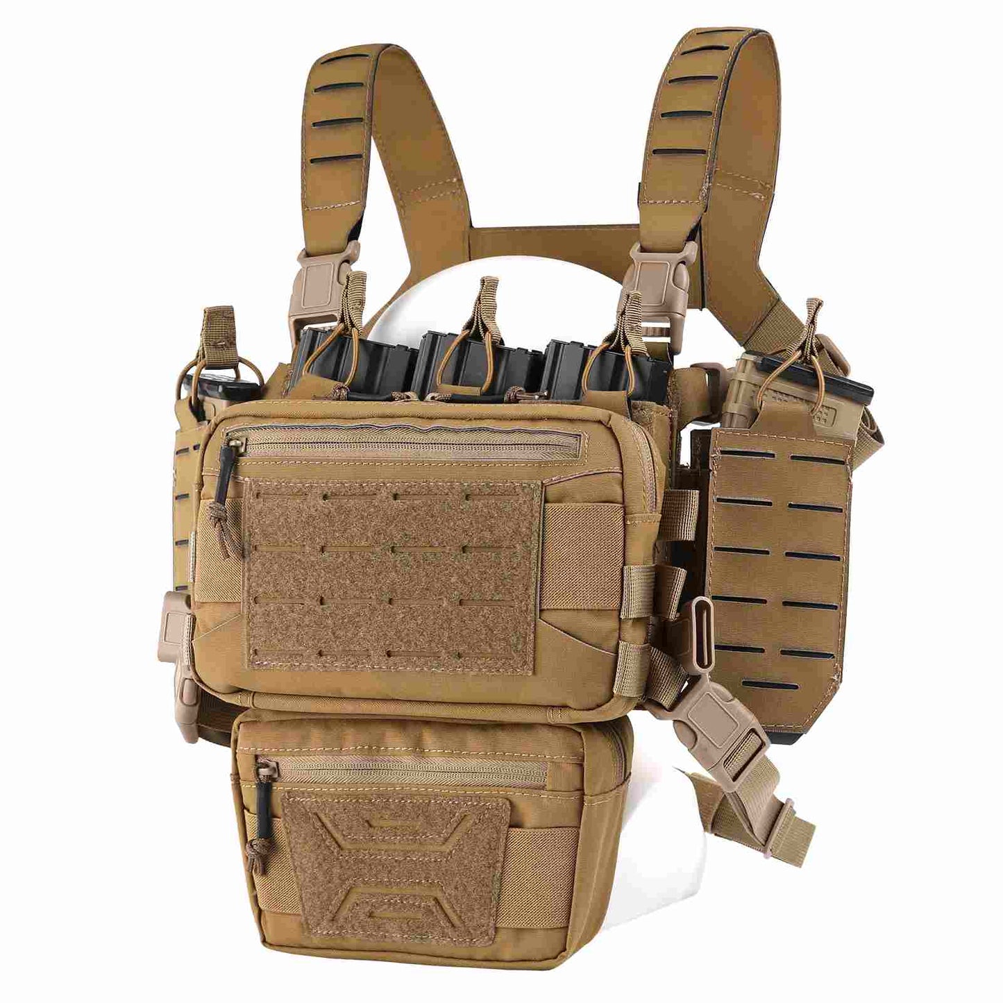 Votagoo Tactical Chest Rig,Molle Modular Micro Fight Chest Rigs Adjustable&Detachable with 5.56/7.62 Magazine Pouch