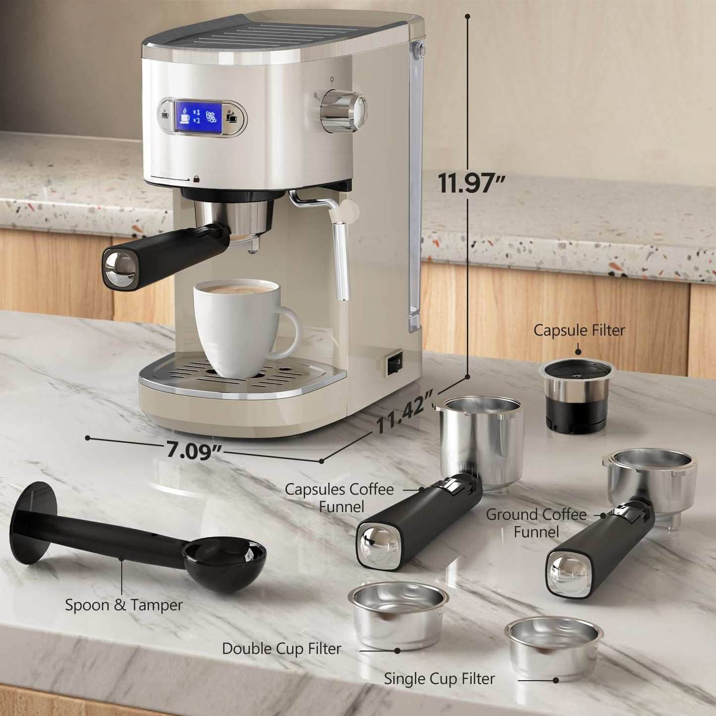 2 in 1 Espresso Machines Support Capsule Coffee Automatic Cappuccino Coffee Maker CM8054