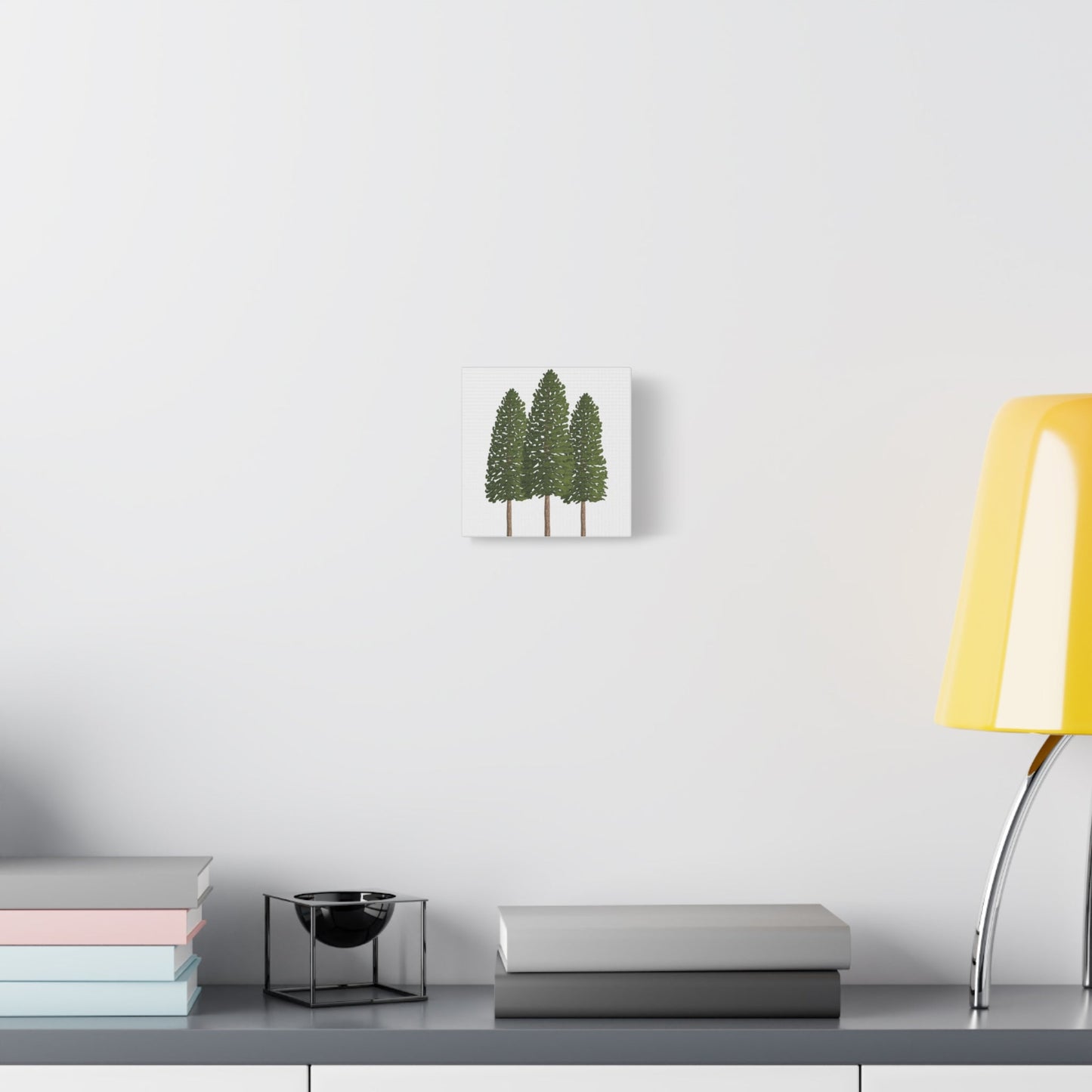 Three Ponderosa Pine Canvas Wall Art Matte Stretched Print Minimalist Forest Landscape Decor