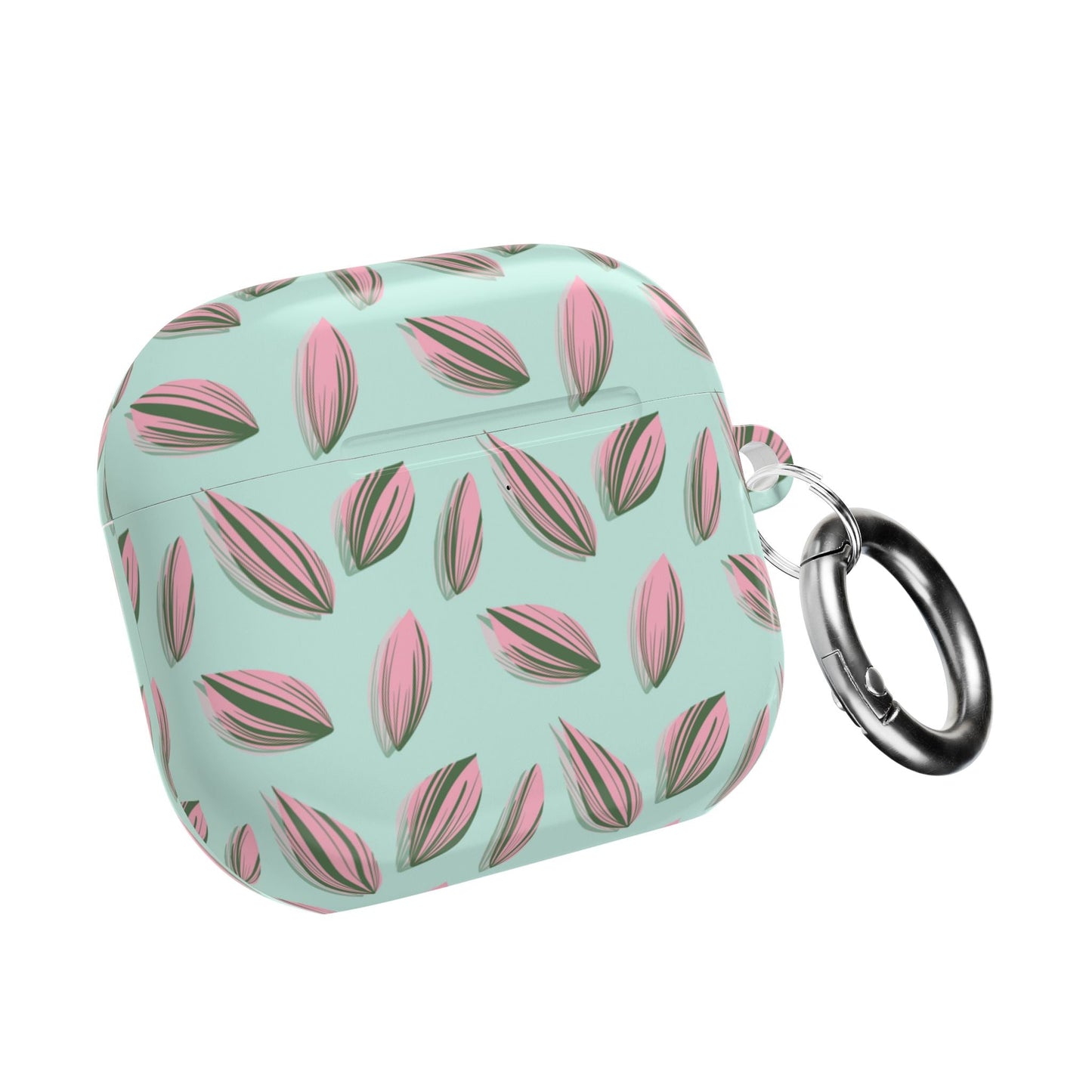 Tradescantia Nanouk Pattern Earbud Case – Slim Protective Cover With Carabiner