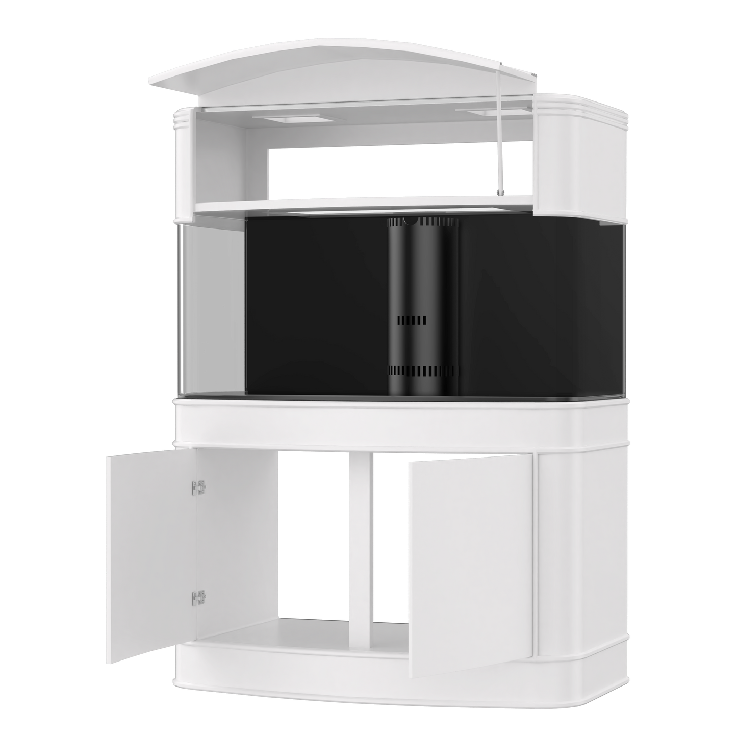 SLEEK 215 Gallon Seamless Glass Bowfront Reef-Ready Aquarium in Black Real Wood Furniture