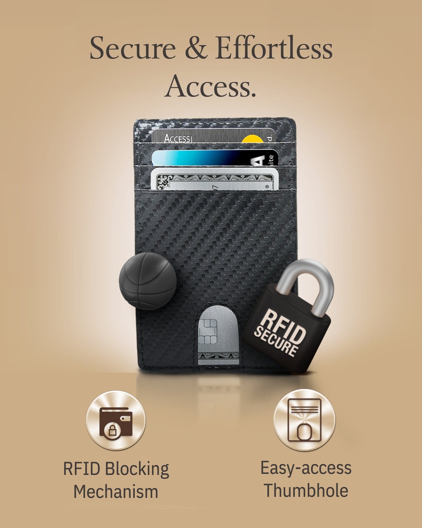 Genuine Leather Slim Card Holder – RFID Blocking, Thumb-Hole Access