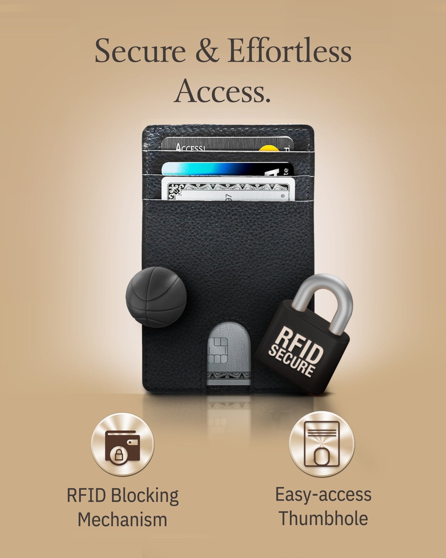 Genuine Leather Slim Card Holder – RFID Blocking, Thumb-Hole Access