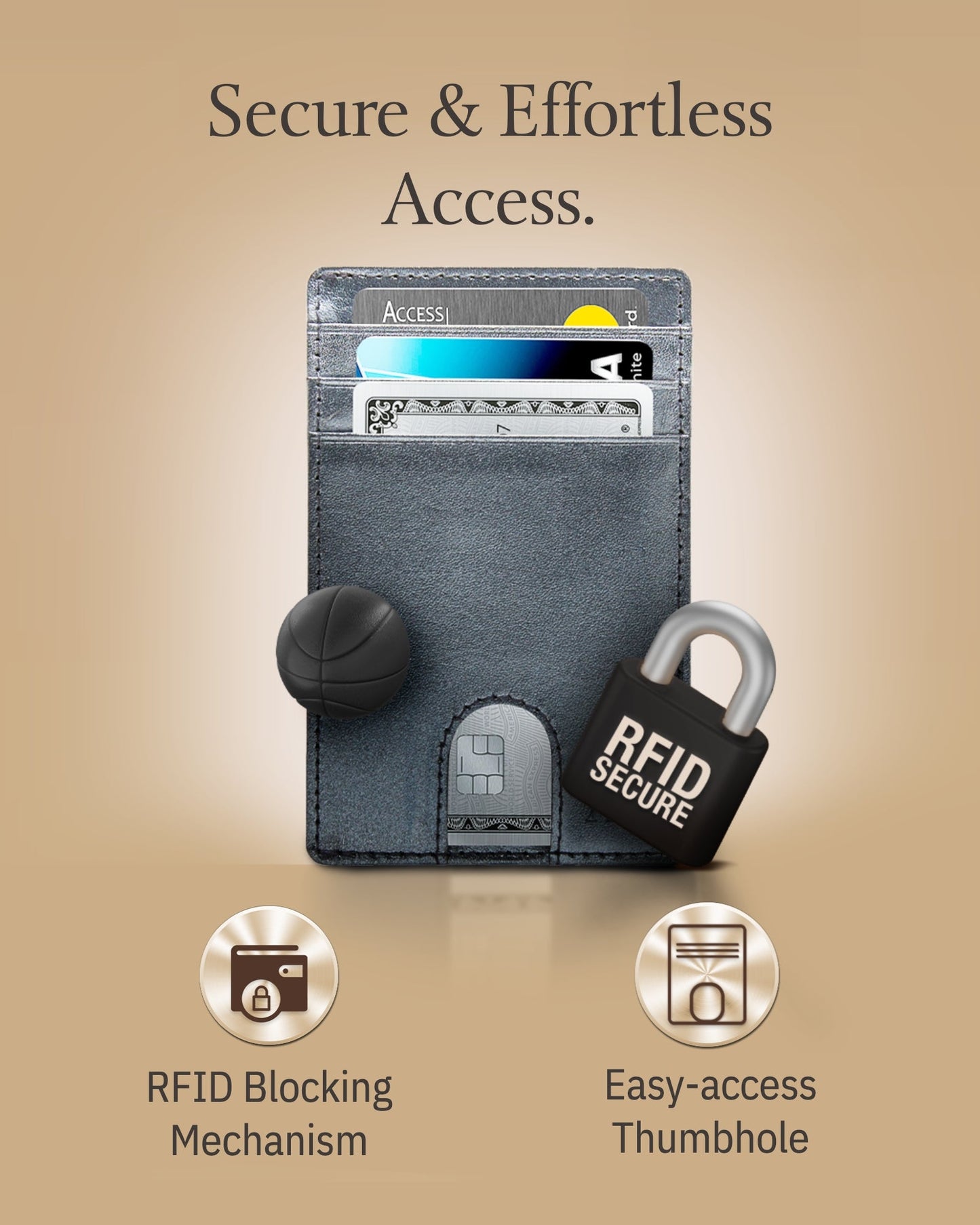 Genuine Leather Slim Card Holder – RFID Blocking, Thumb-Hole Access