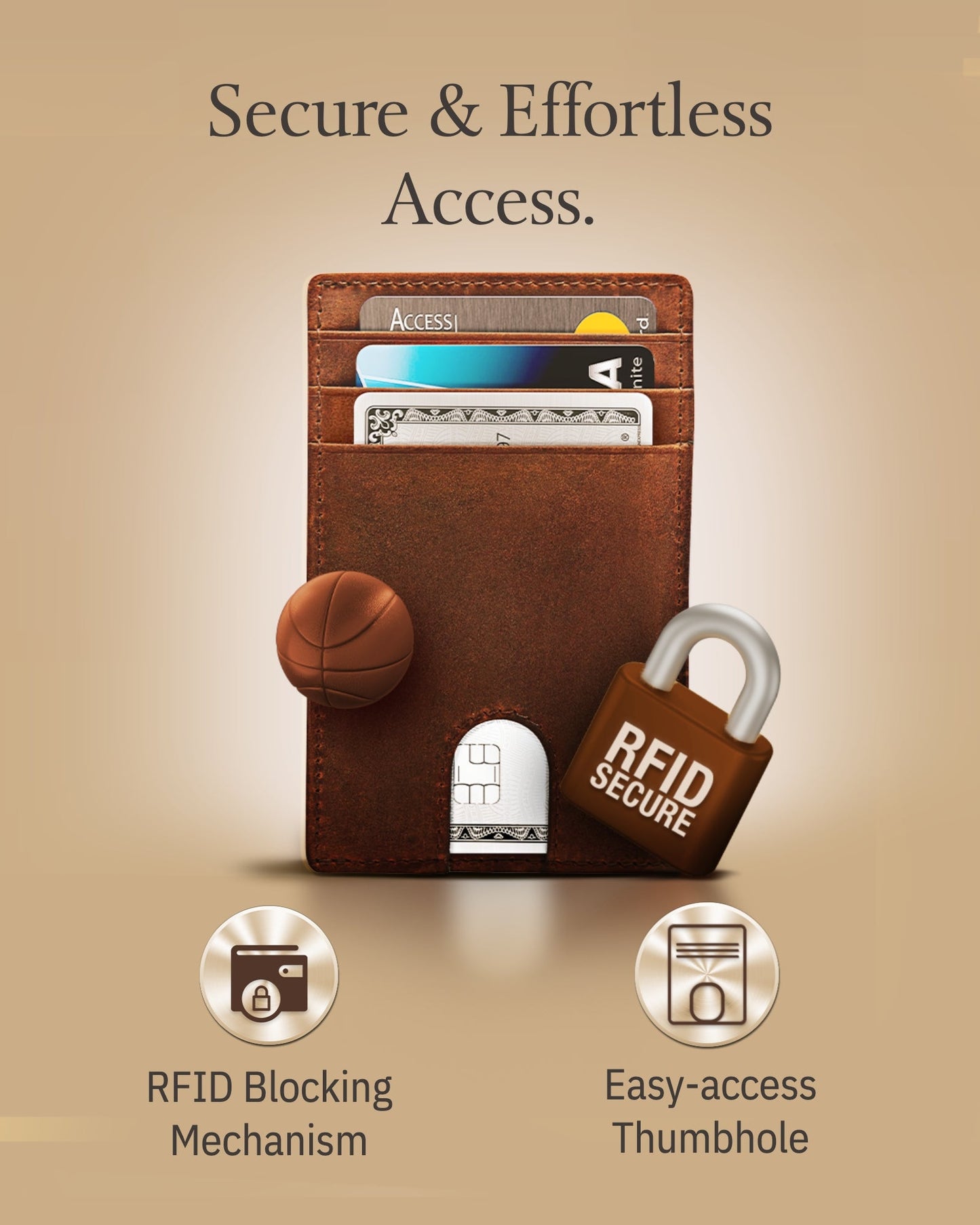 Genuine Leather Slim Card Holder – RFID Blocking, Thumb-Hole Access