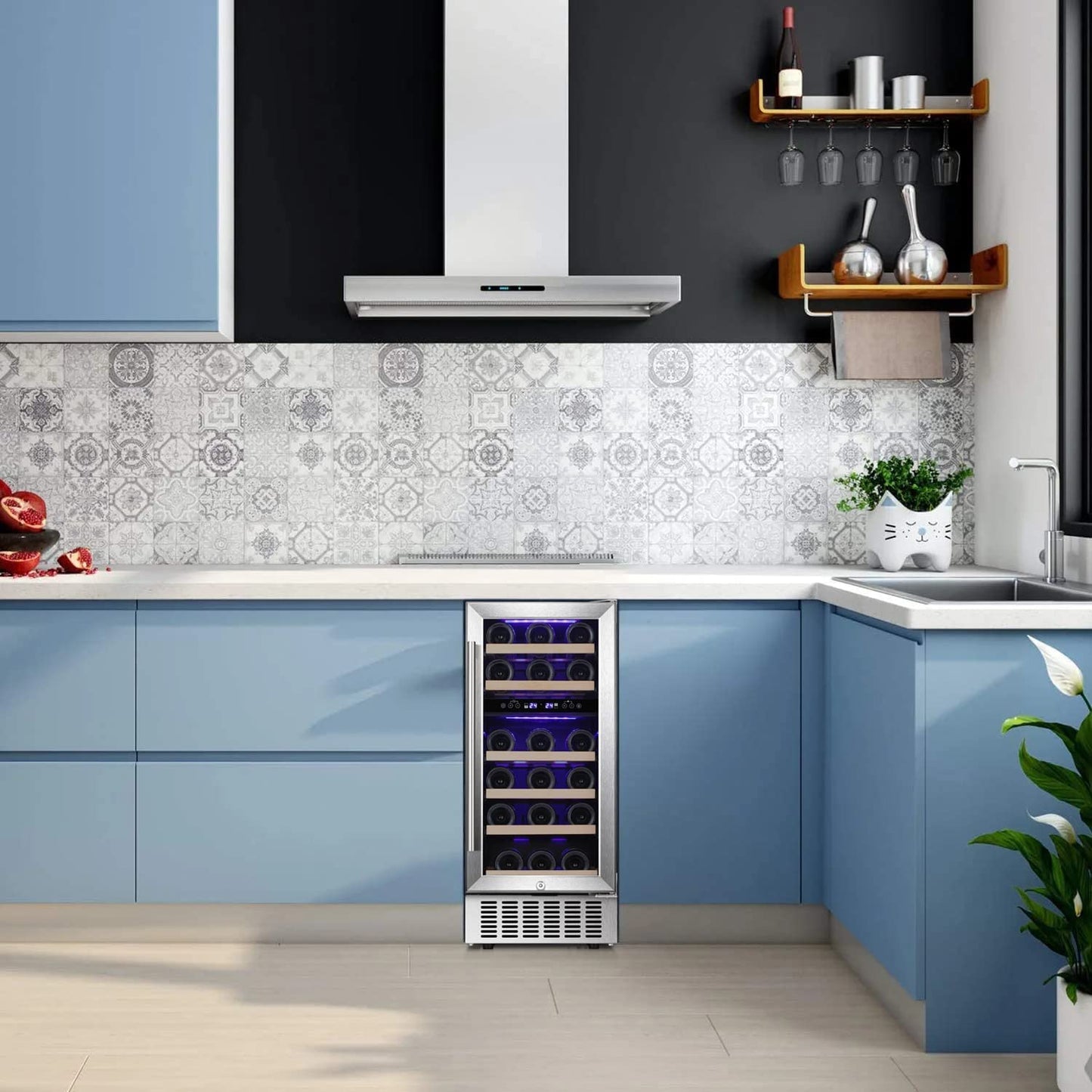 24 Inch Wooden Shelves Built-in Wine Fridges Cooler Beverage Refrigerator W51145B