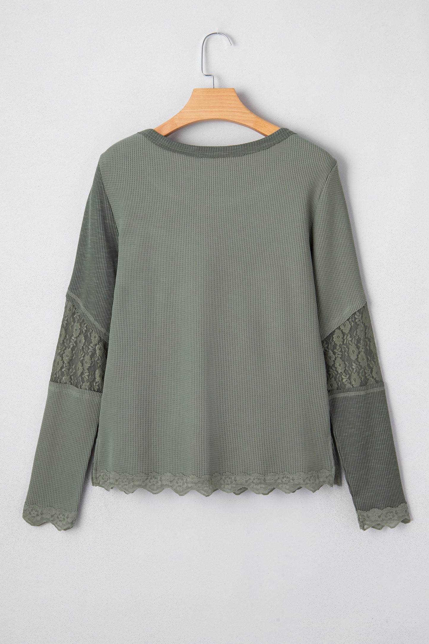 Miriam Ribbed Lace Patchwork Long Sleeve Top