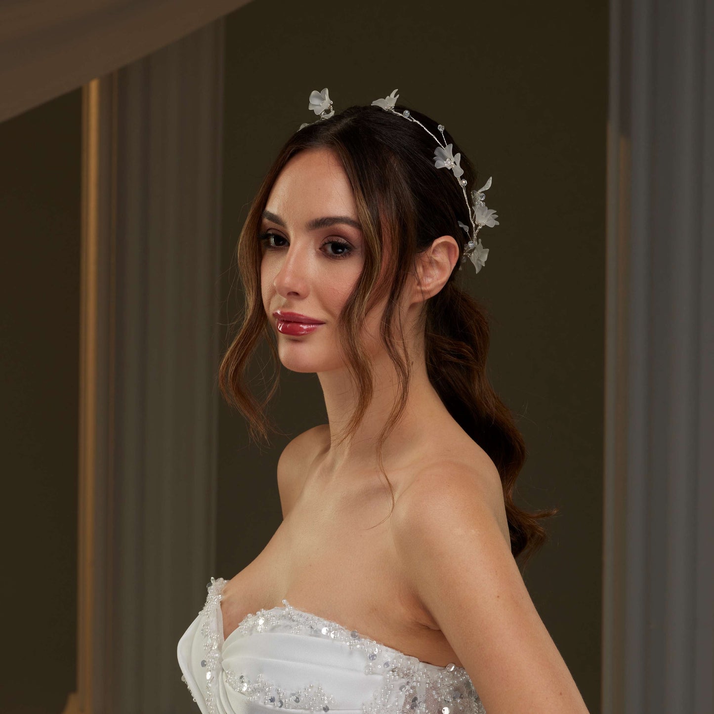 Elegant Crystal Beaded Floral Hair Comb