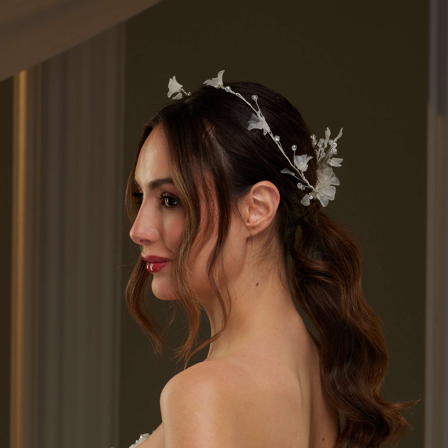 Elegant Crystal Beaded Floral Hair Comb