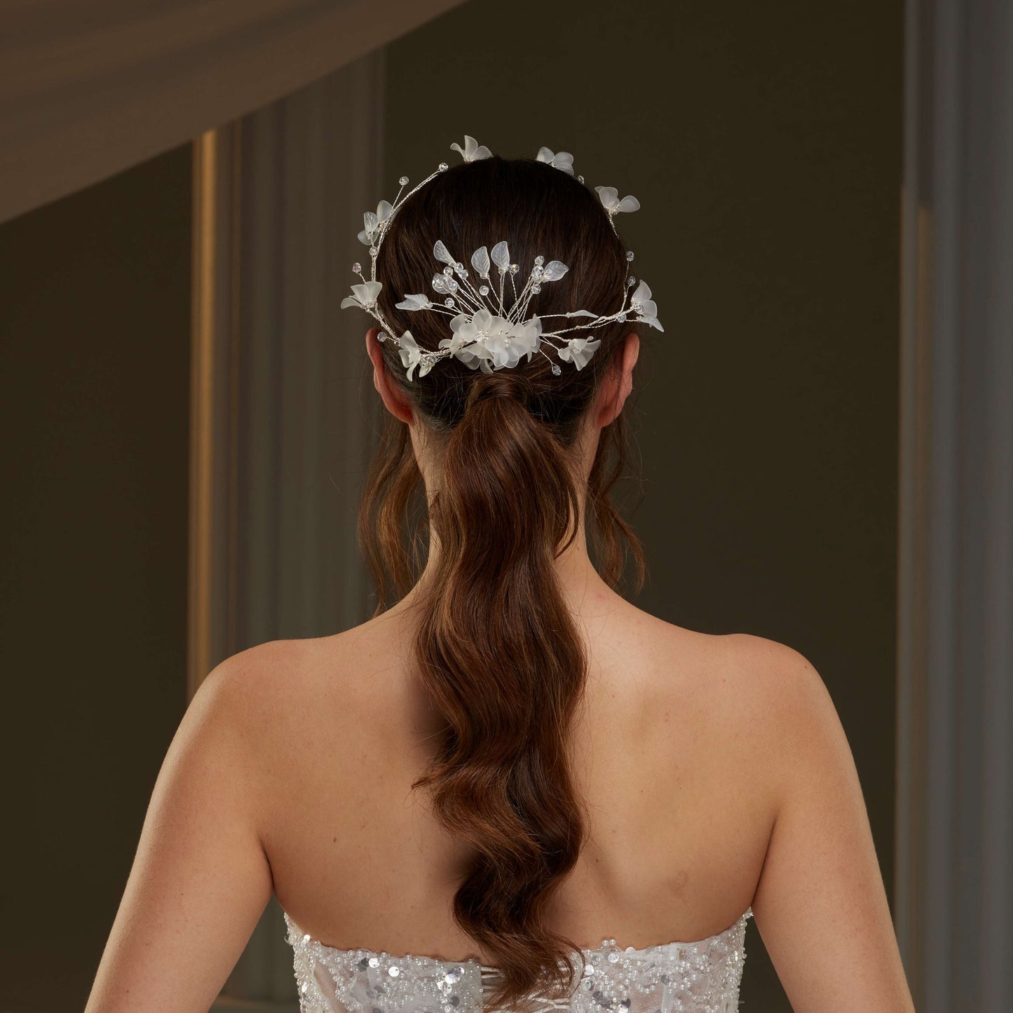 Elegant Crystal Beaded Floral Hair Comb