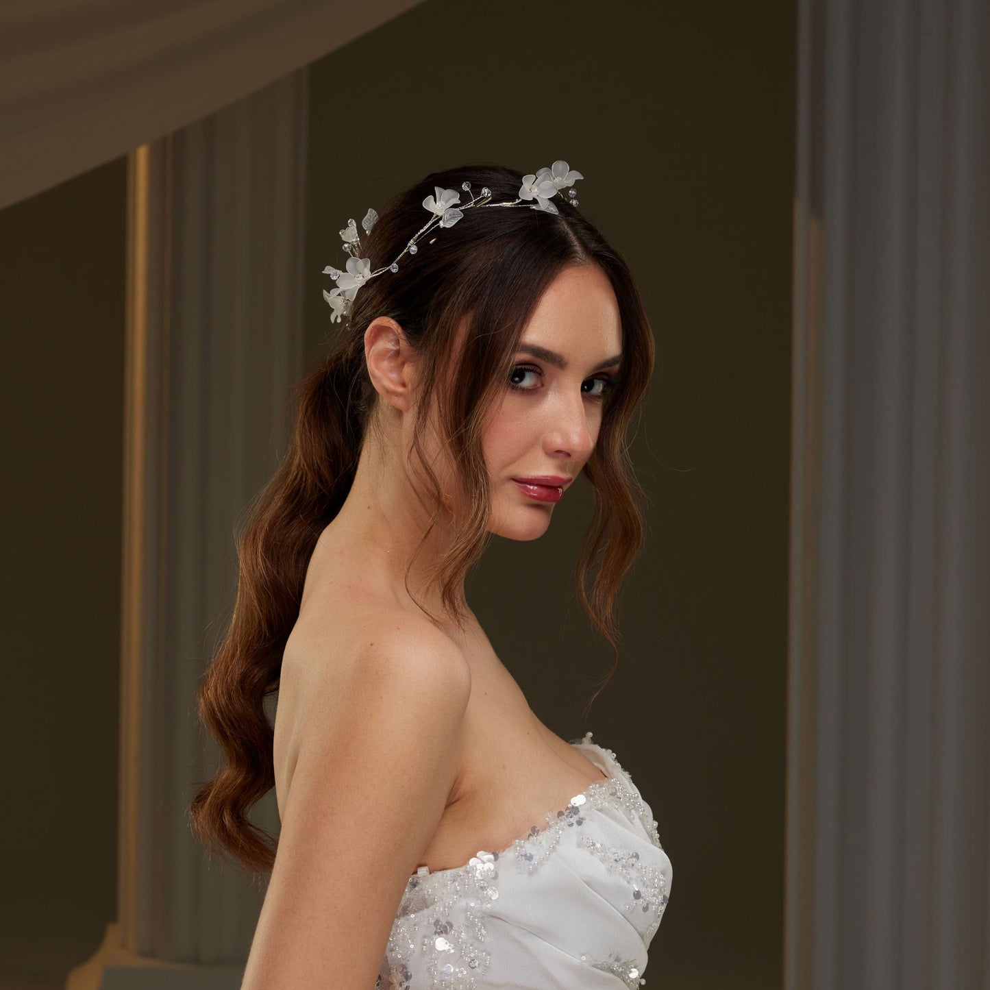 Elegant Crystal Beaded Floral Hair Comb