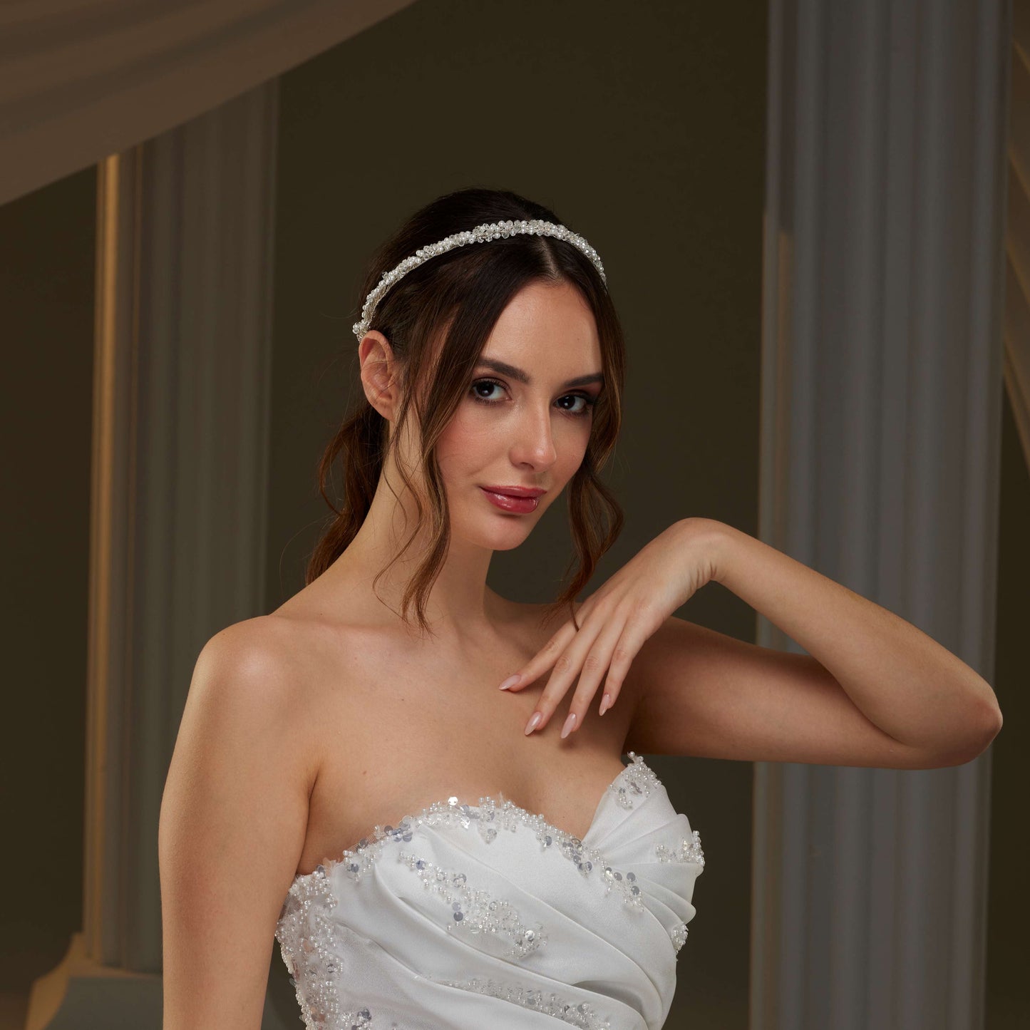 Pearl and Crystal Halo Band