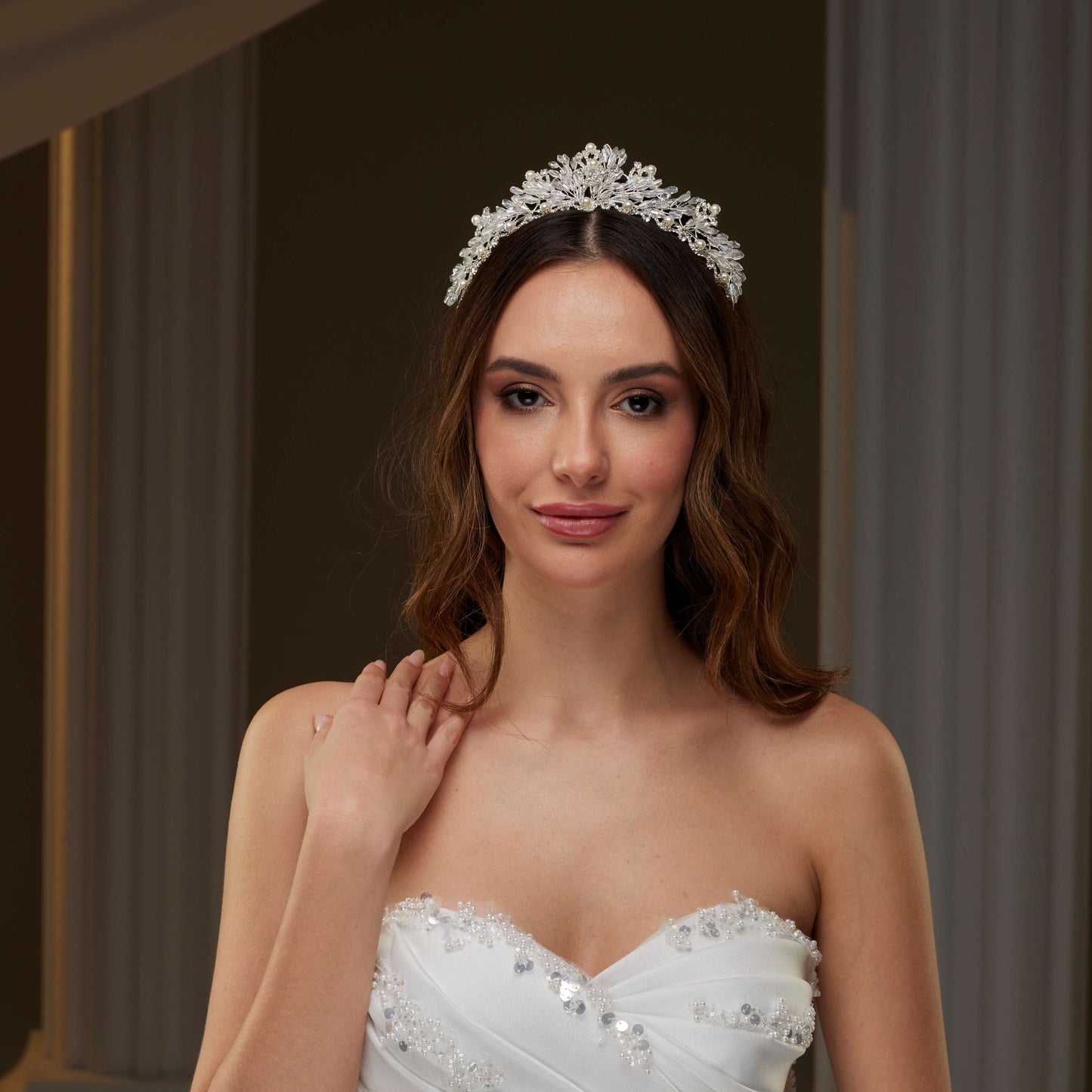 Pearl and Crystal Bridal Tiara