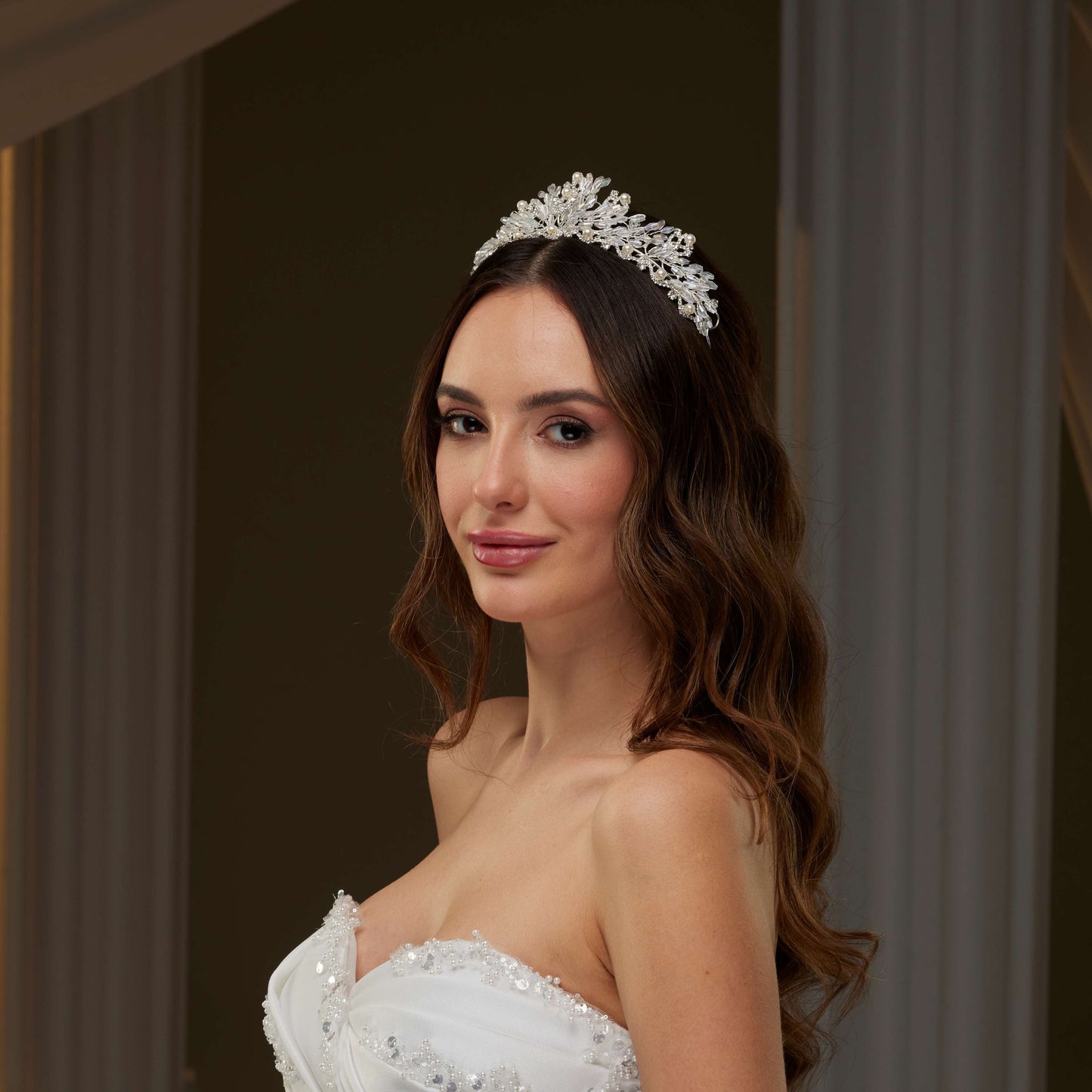 Pearl and Crystal Bridal Tiara