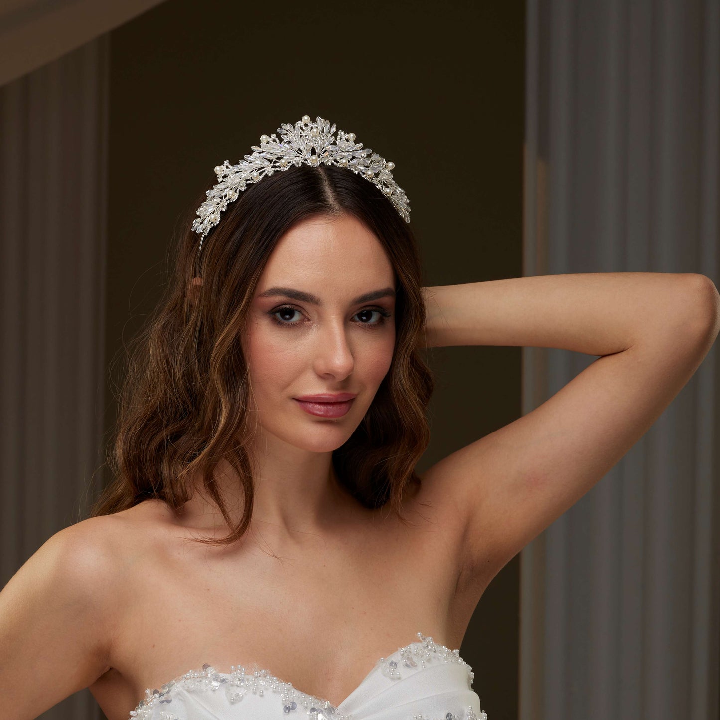 Pearl and Crystal Bridal Tiara
