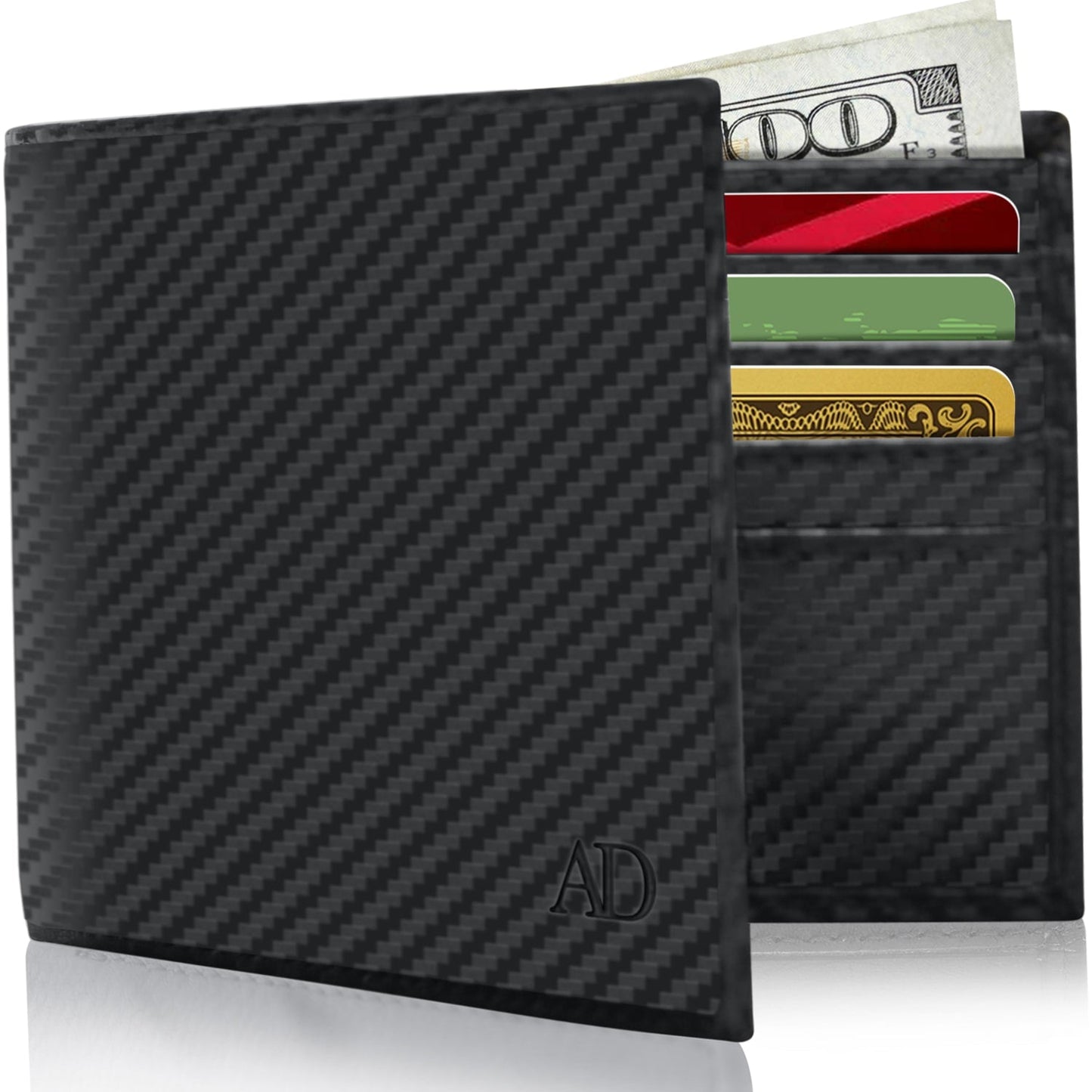 Genuine Leather Slim Bifold Wallet – ID Window, RFID Blocking