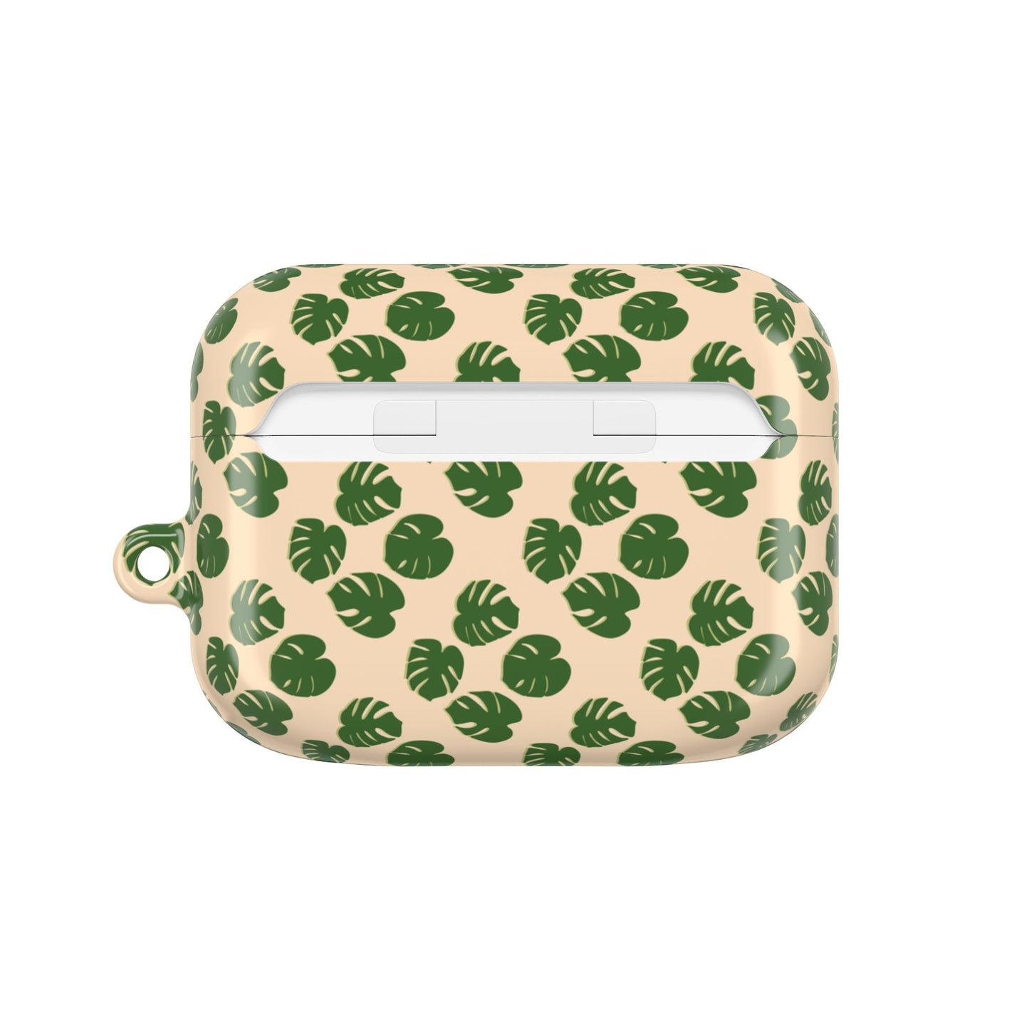 Monstera Pattern Earbud Case – Slim Protective Cover With Carabiner