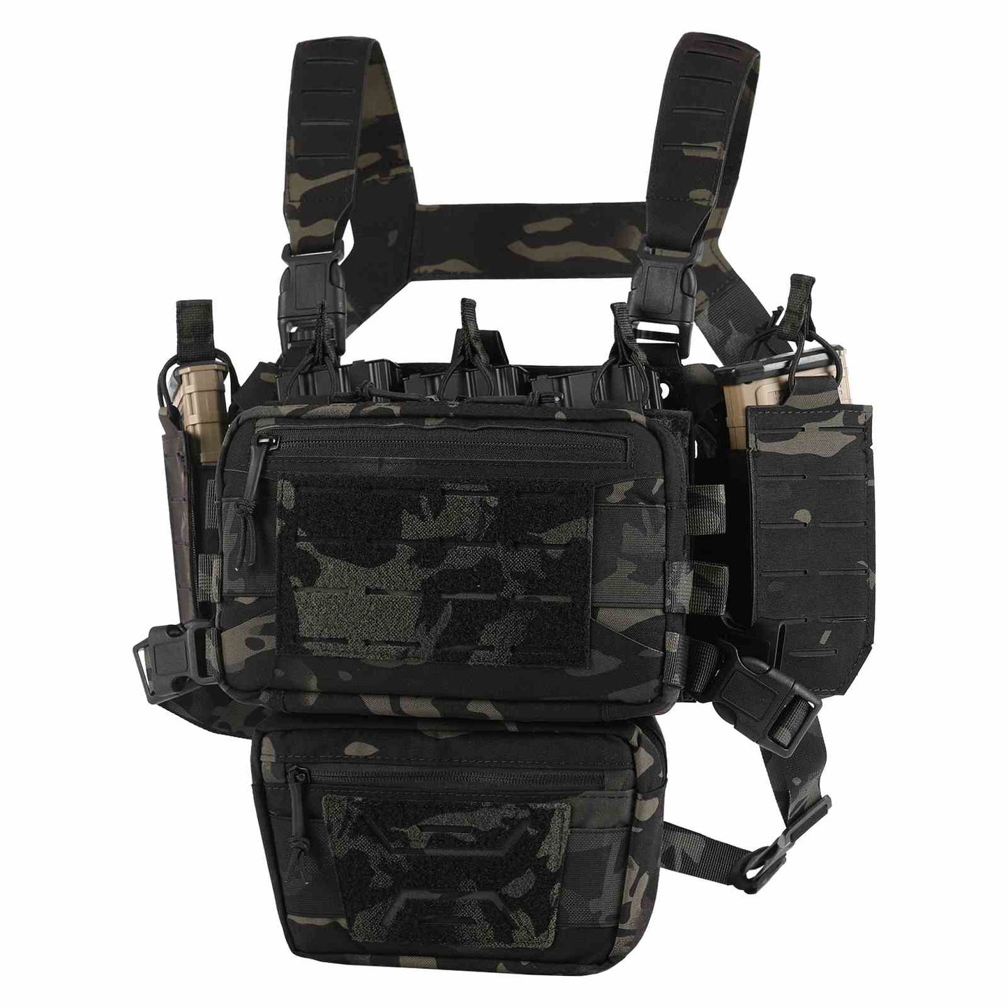 Votagoo Tactical Chest Rig,Molle Modular Micro Fight Chest Rigs Adjustable&Detachable with 5.56/7.62 Magazine Pouch