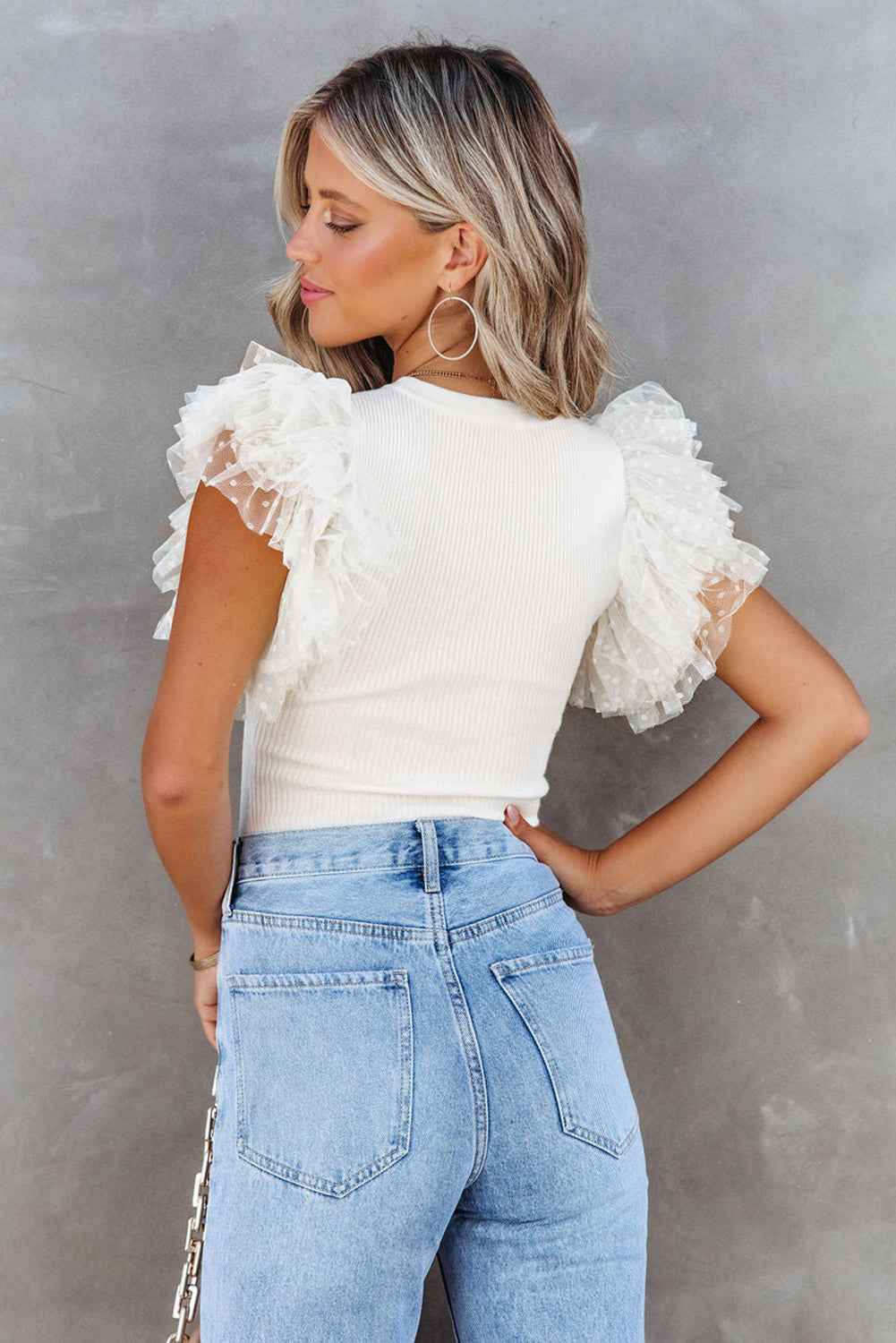 Pink Layered Ruffle Knit Blouse