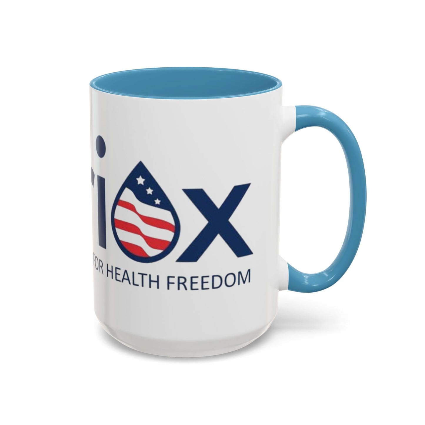 Patriox Accent Coffee Mug — American Flag Drop Logo, 'Water for Health Freedom'